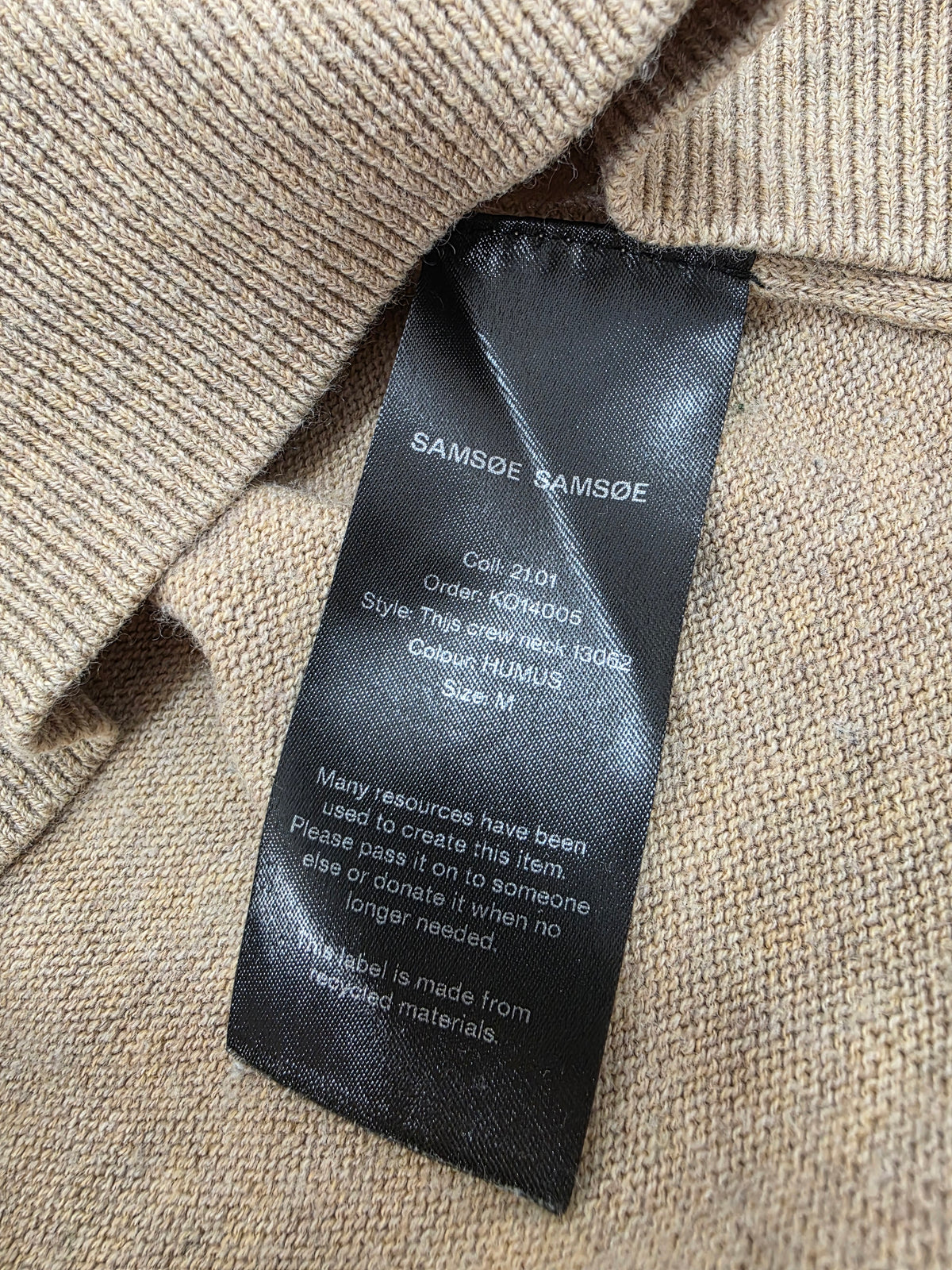 Samsøe Samsøe Beżowy Sweter Crewneck 90% Bawełna Organiczna 10% Kaszmir Rozmiar M