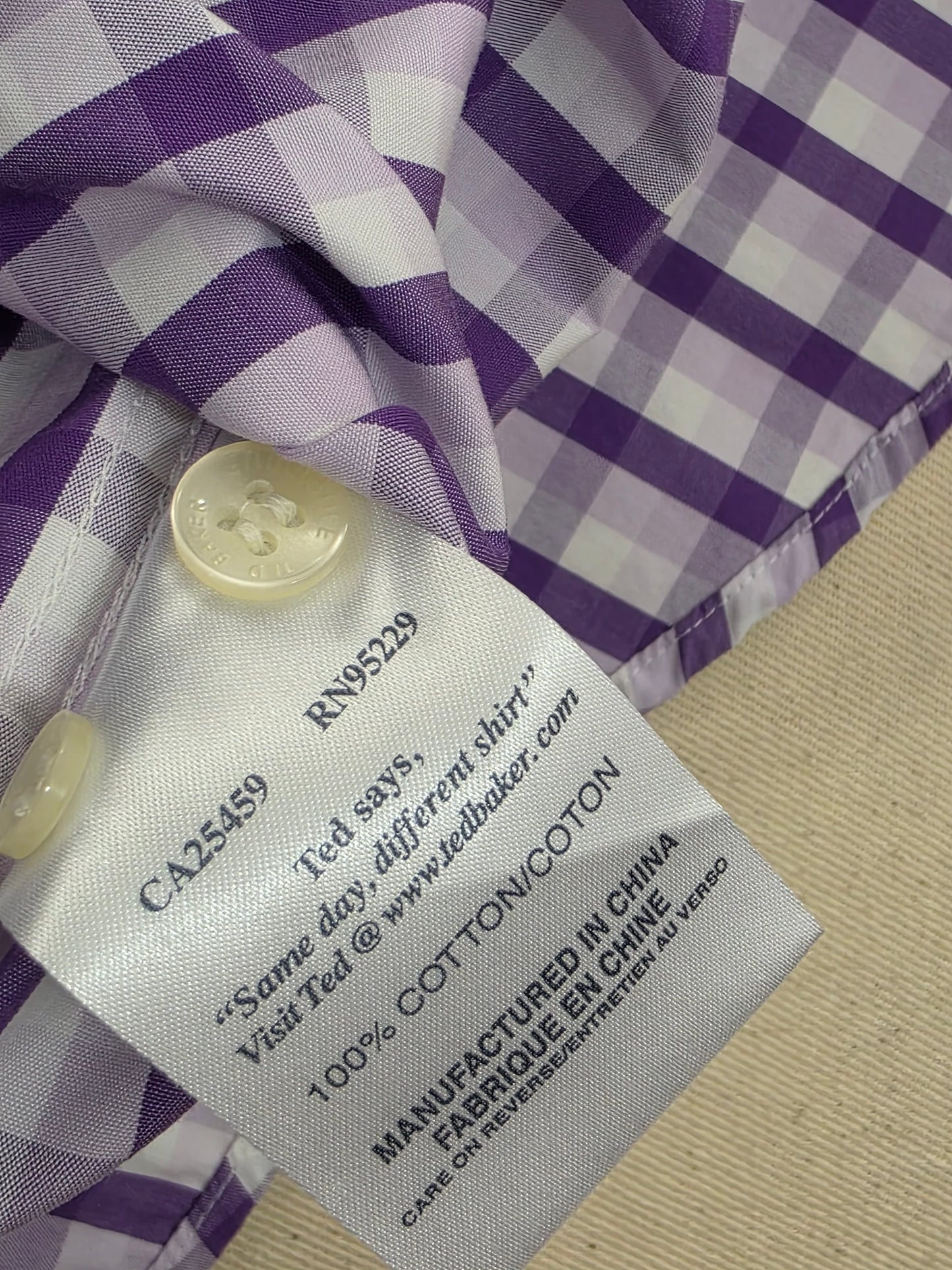 Koszula Męska Ted Baker Endurance Superfine Cotton – Fioletowa Kratka | Rozm. 15 (S/M)
