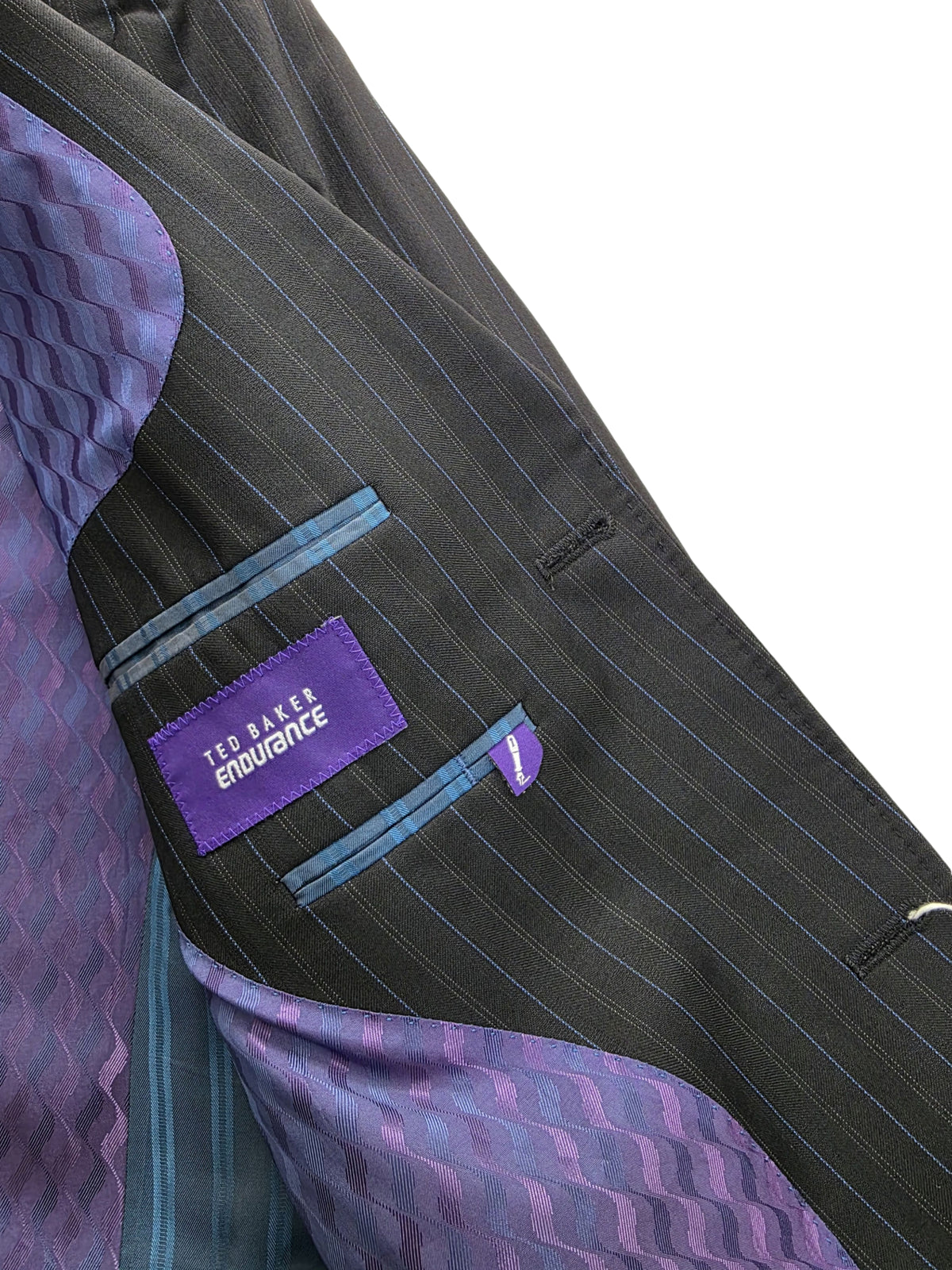Wełniana Marynarka Ted Baker Endurance Ciemnoszara w Fioletowy Prążek