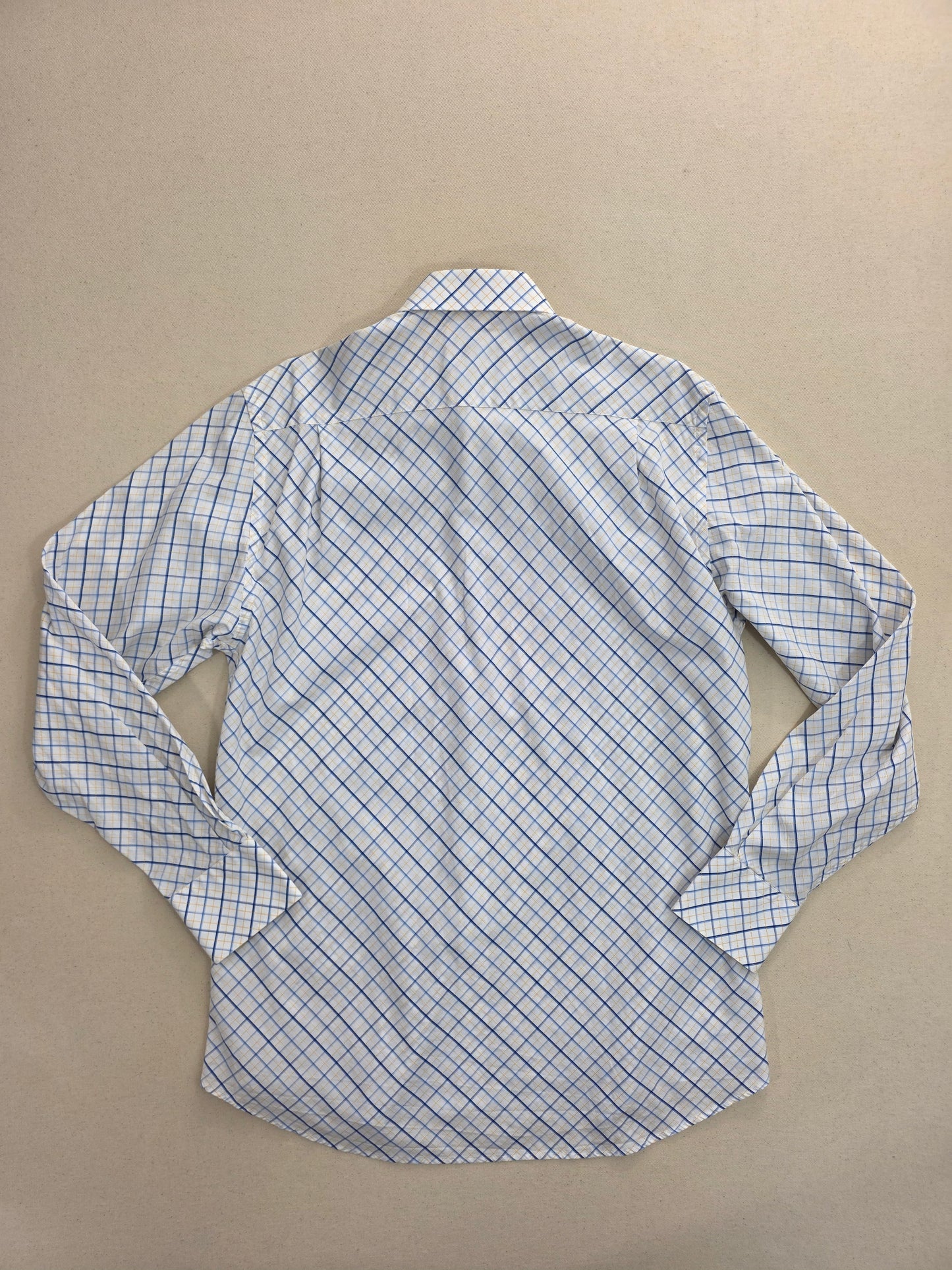 Elegancka Koszula Męska Jaeger 100% Bawełna Włoska Kratka (Tattersall) | Rozm. 16 (L)