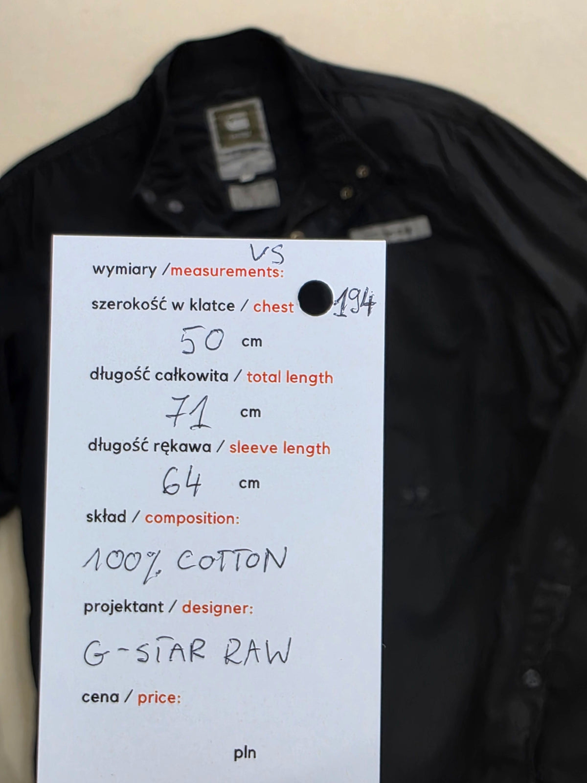 Koszula Męska G-Star Raw Cargo Line Czarna Bawełna Rozmiar M