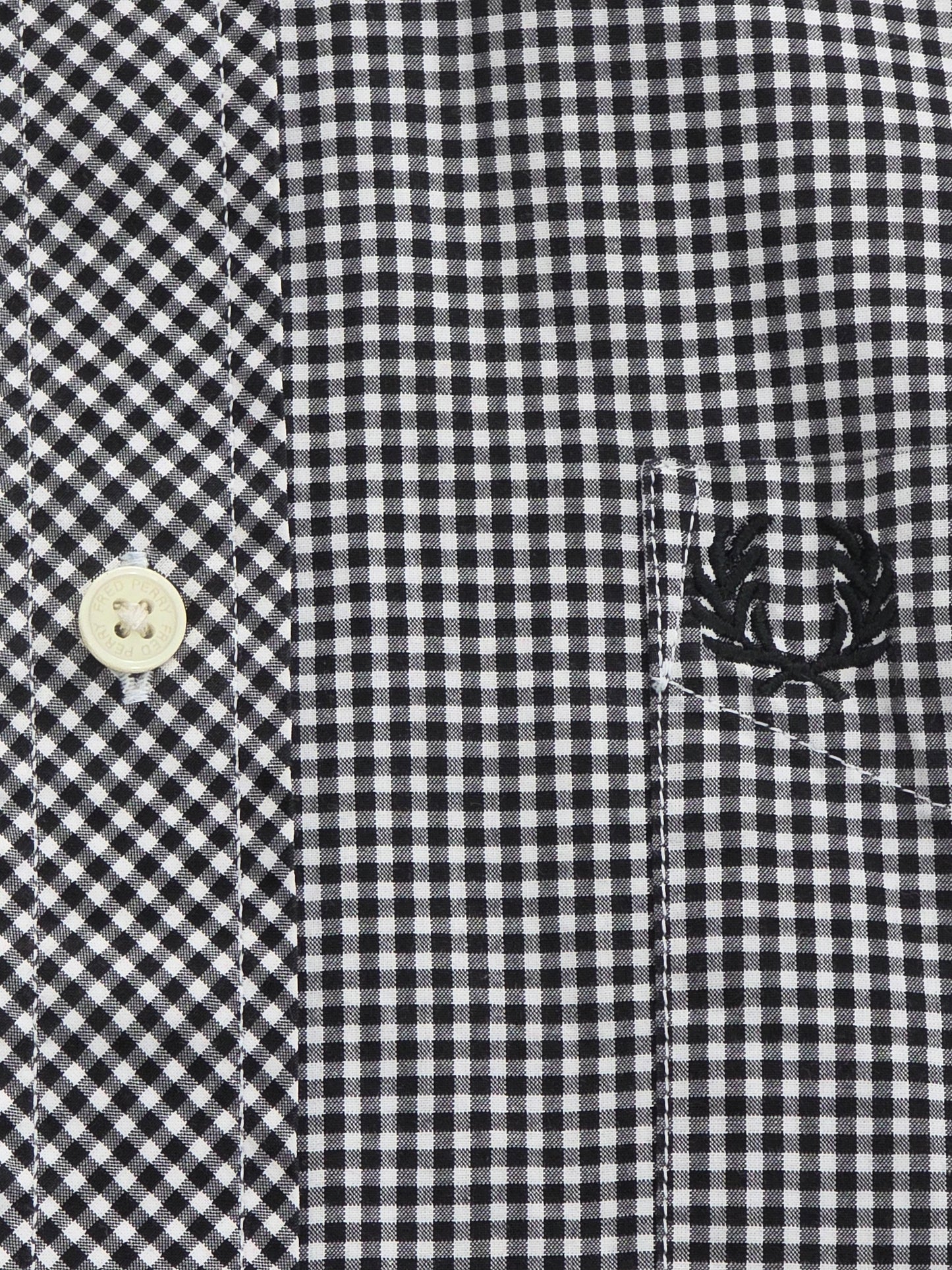 Fred Perry czarno-biała koszula w kratkę gingham retro rozm. S