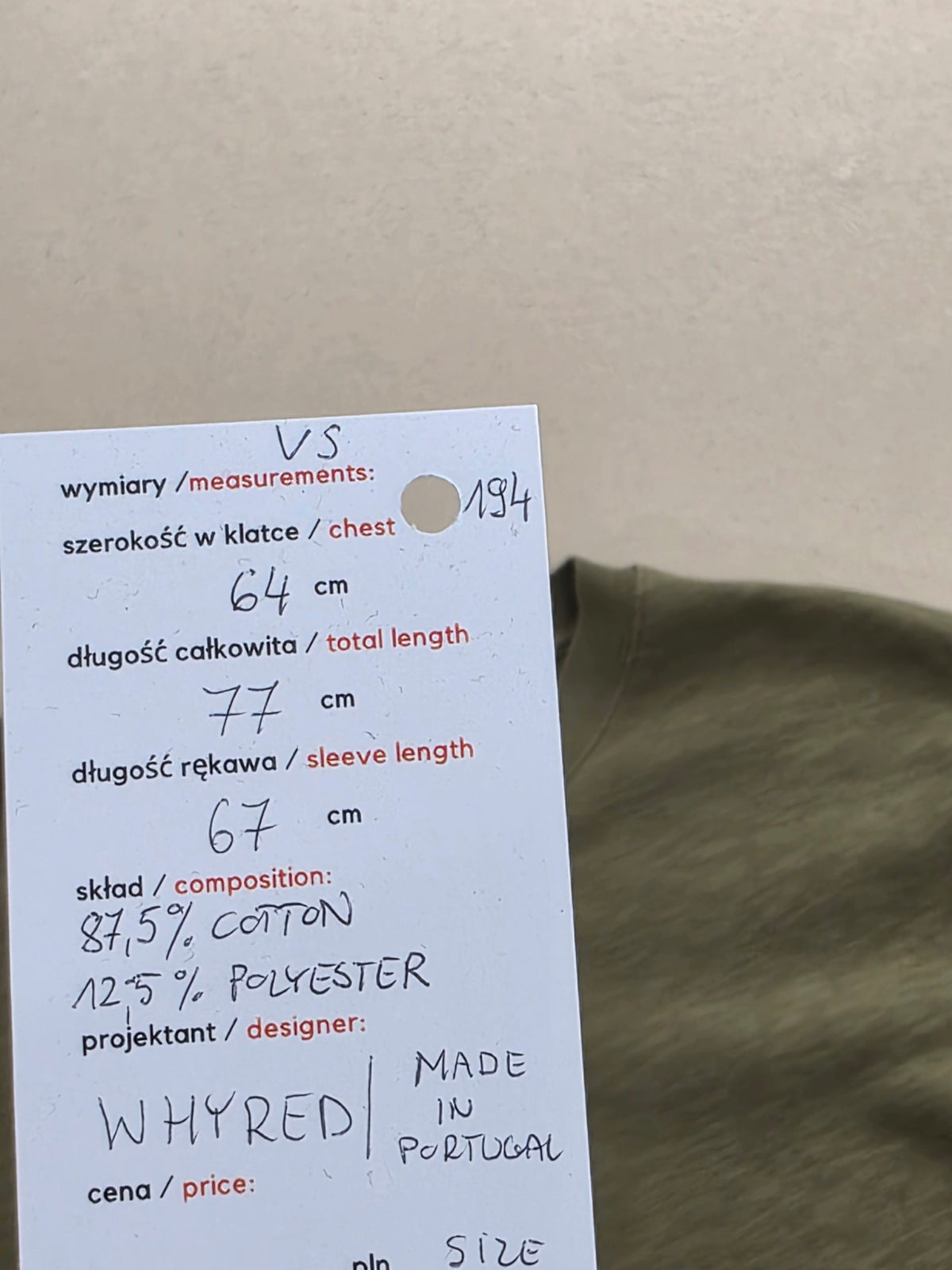 Bluza męska Whyred zielona casual wyprodukowana w Portugalii bawełna rozmiar XL