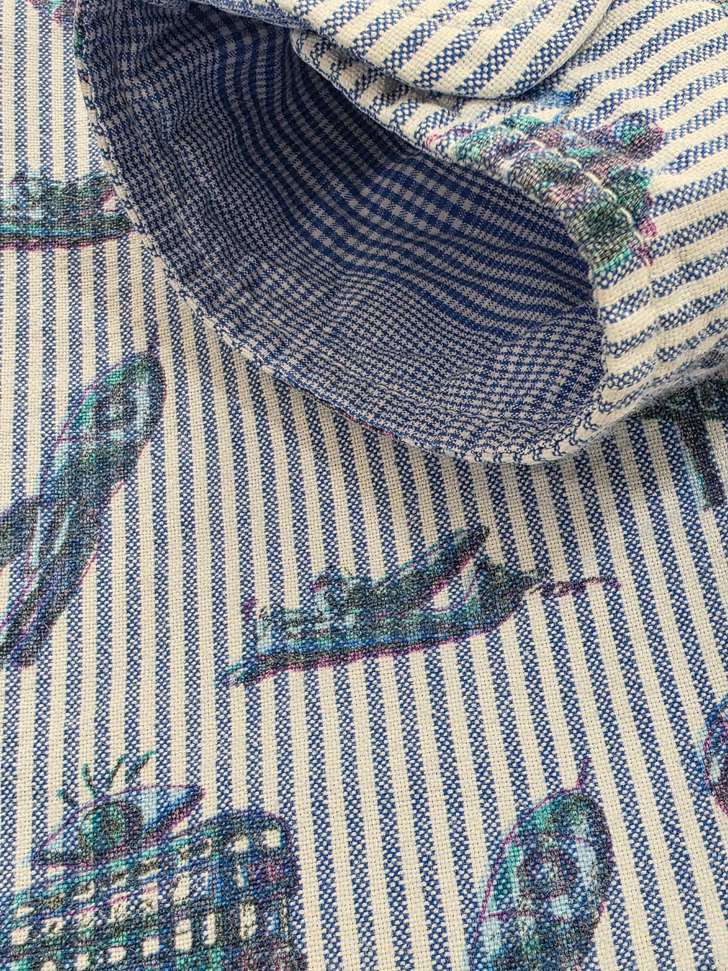 Desigual męska koszula w mikropaski z nadrukiem bawełna oxford rozm. L