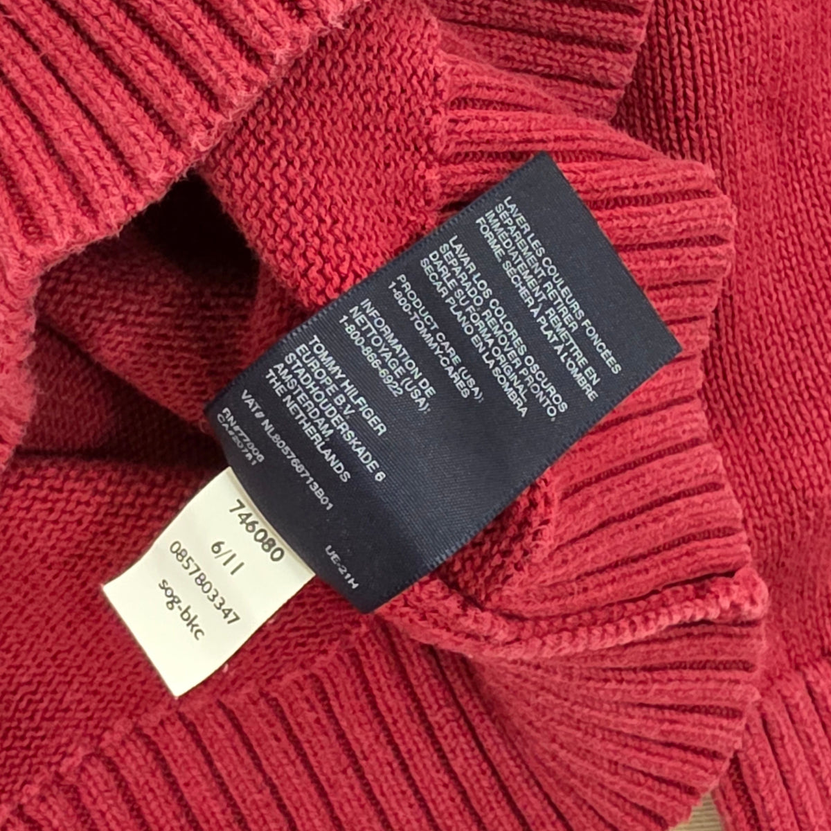 Sweter Bawełniany Tommy Hilfiger Premium Cotton Czerwony / Bordo Rozmiar XL