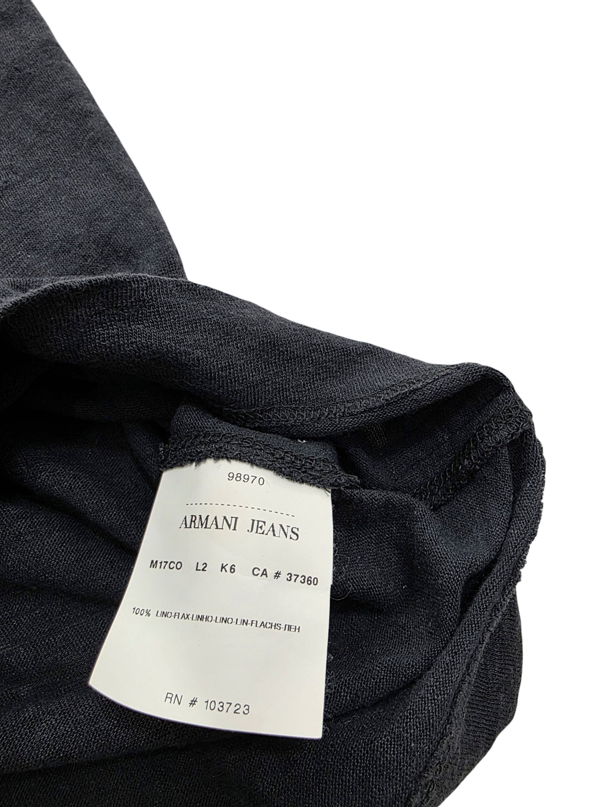 Koszulka Polo Armani Jeans 100% Len Czarna Rozmiar L