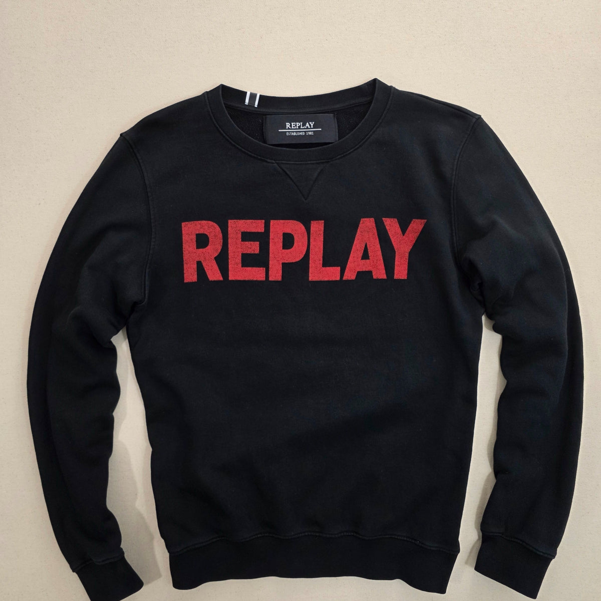 Bluza Bawełniana Replay Big Logo Czarna Rozmiar M