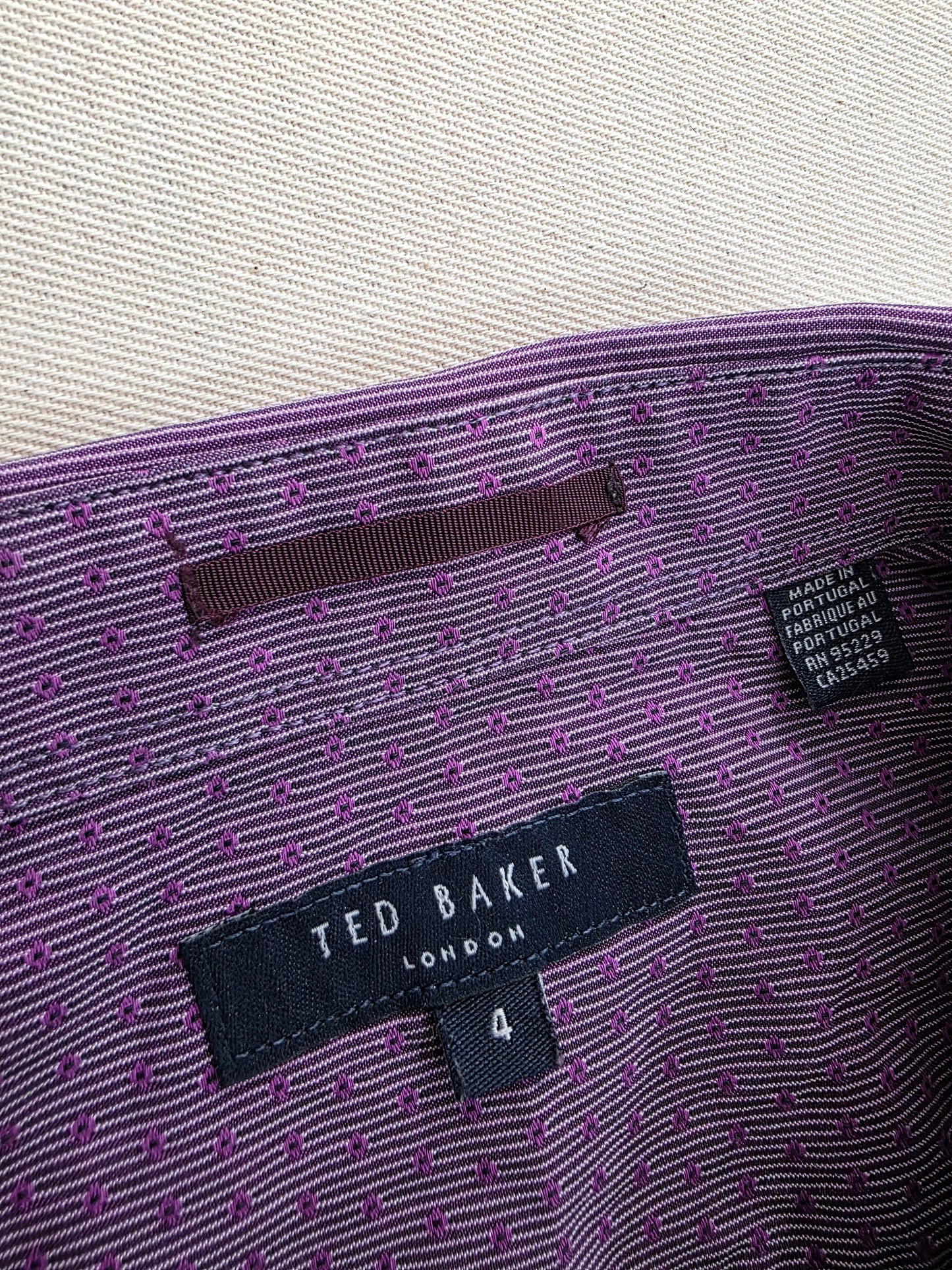Ted Baker Koszula Męska w Mikrowzór Drobne Kropki Violet | Rozm. 4 (L)