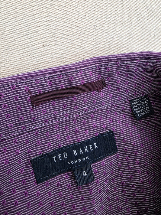 Ted Baker Koszula Męska w Mikrowór | Fioletowa | Rozm. L – detal 1 | vntg.studio™