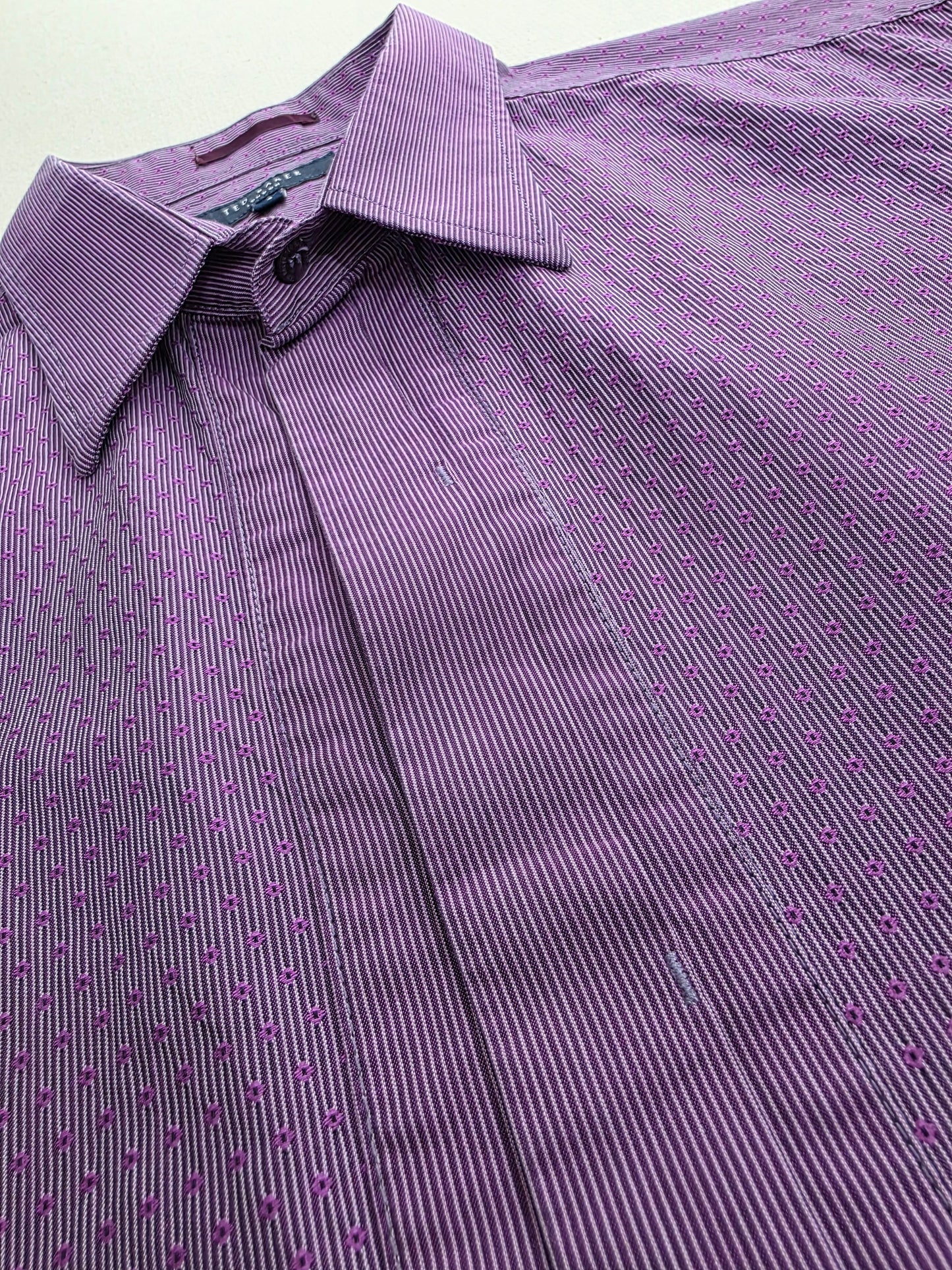 Ted Baker Koszula Męska w Mikrowzór Drobne Kropki Violet | Rozm. 4 (L)