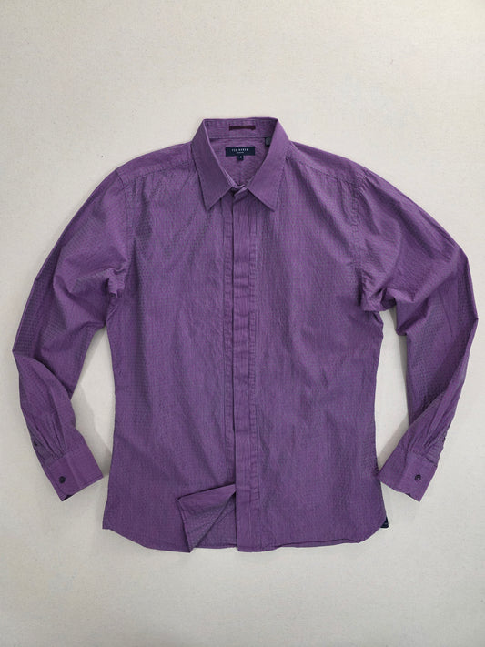 Ted Baker Koszula Męska w Mikrowzór Drobne Kropki Violet | Rozm. 4 (L)