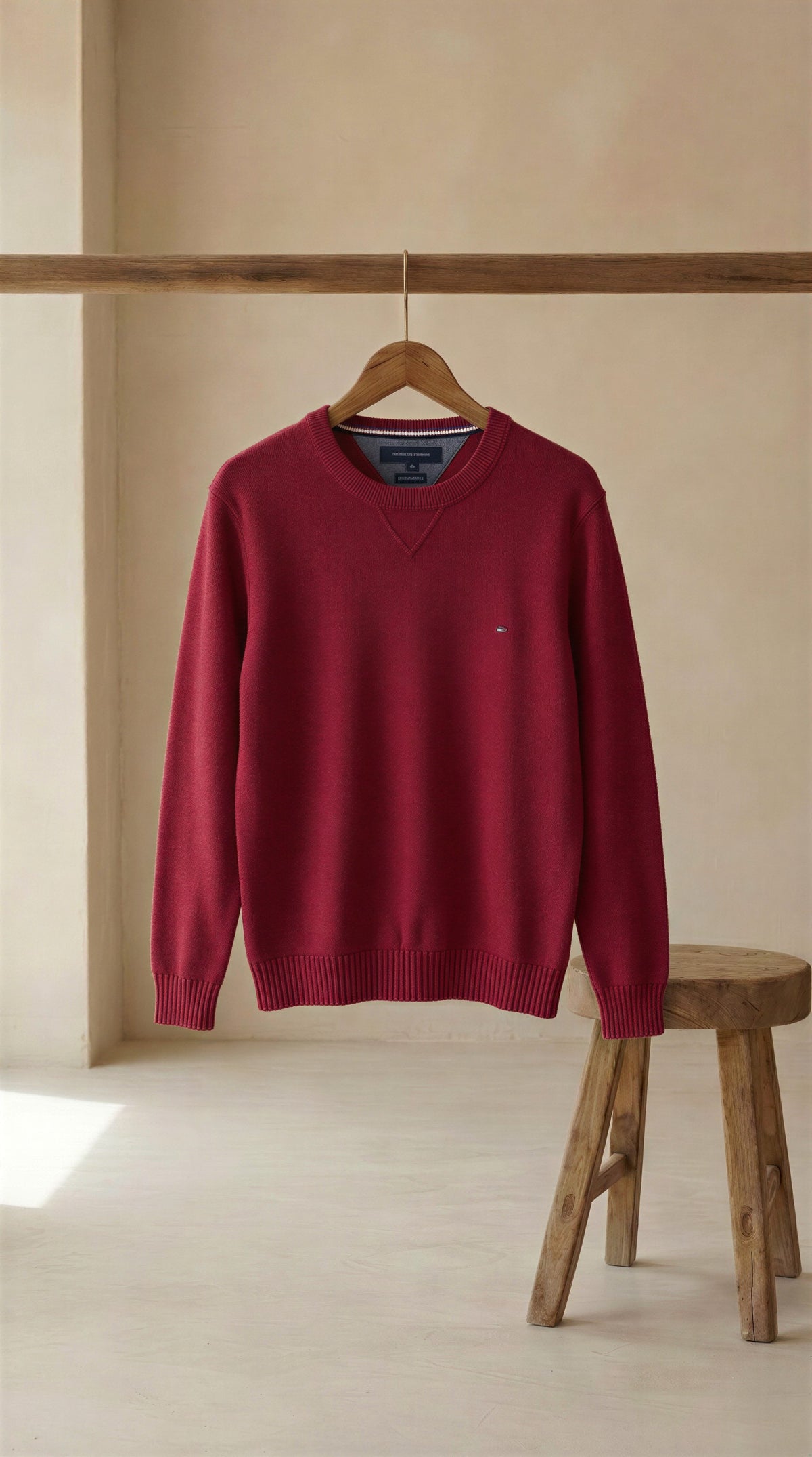 Sweter Bawełniany Tommy Hilfiger Premium Cotton Czerwony / Bordo Rozmiar XL