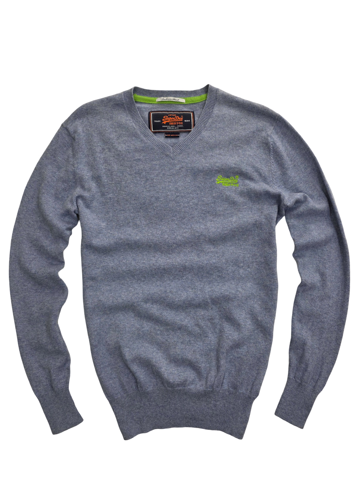 Sweter Męski Superdry Orange Label Sweter V-neck Kaszmir Bawełna Rozmiar M
