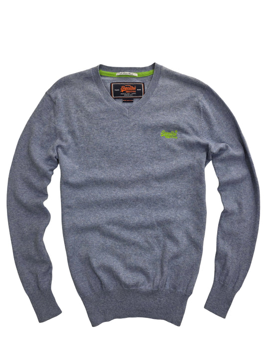 Sweter Męski Superdry Orange Label Sweter V-neck Kaszmir Bawełna Rozmiar M – widok frontu | vntg.studio™