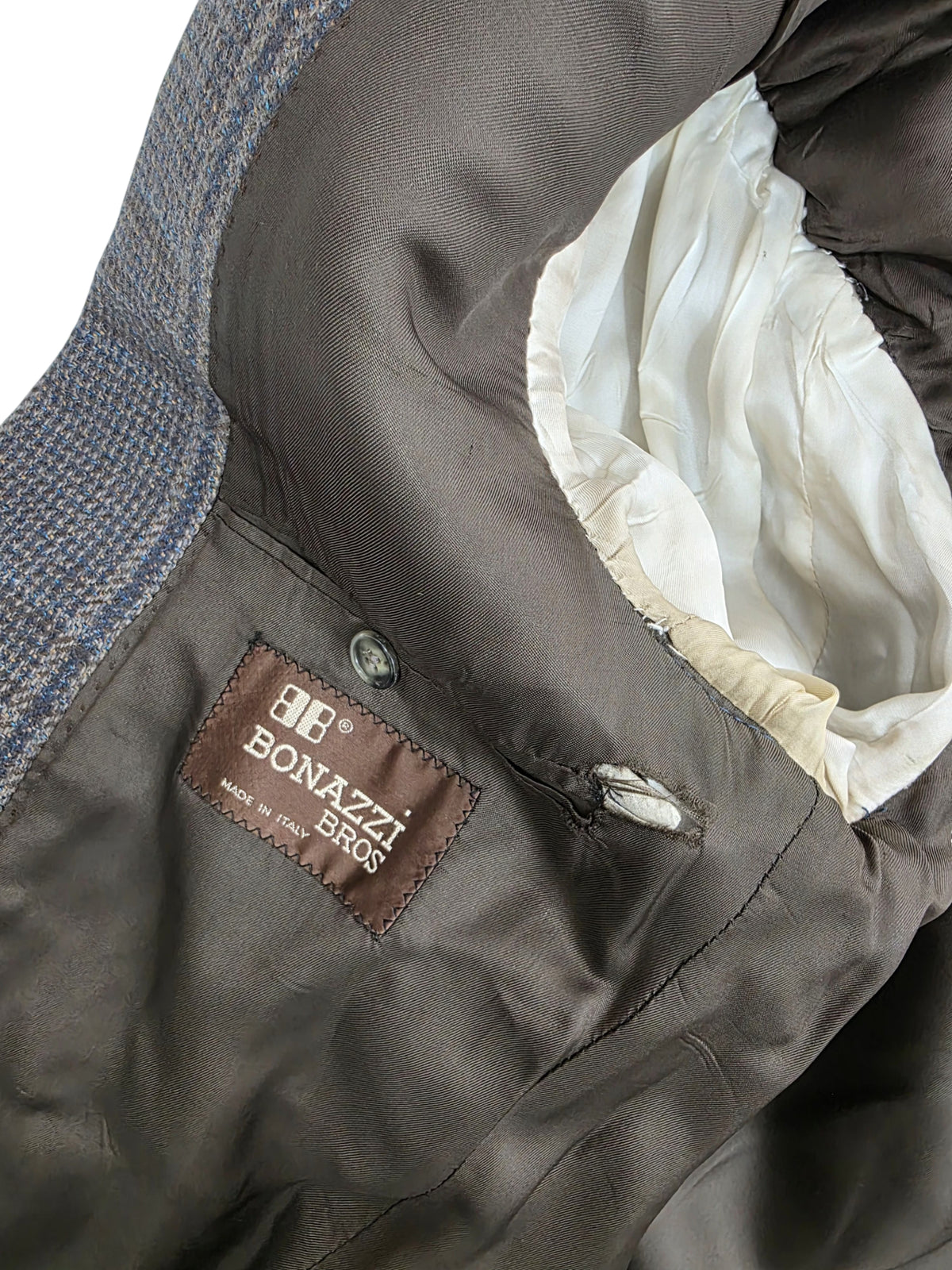 Męska Marynarka Vintage Wełniana Bonazzi Bros w Kratę Made in Italy