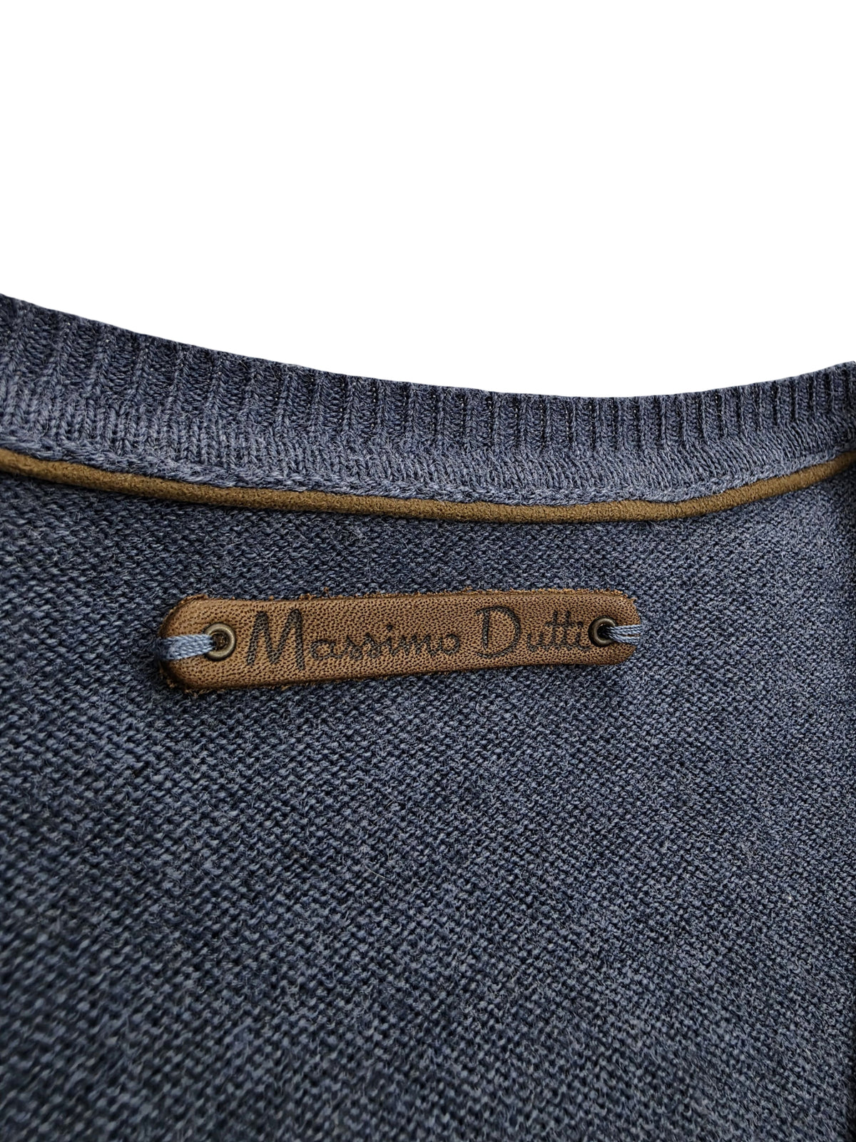 Sweter Massimo Dutti z Bawełny i Kaszmiru Granatowy w Serek z Łatami