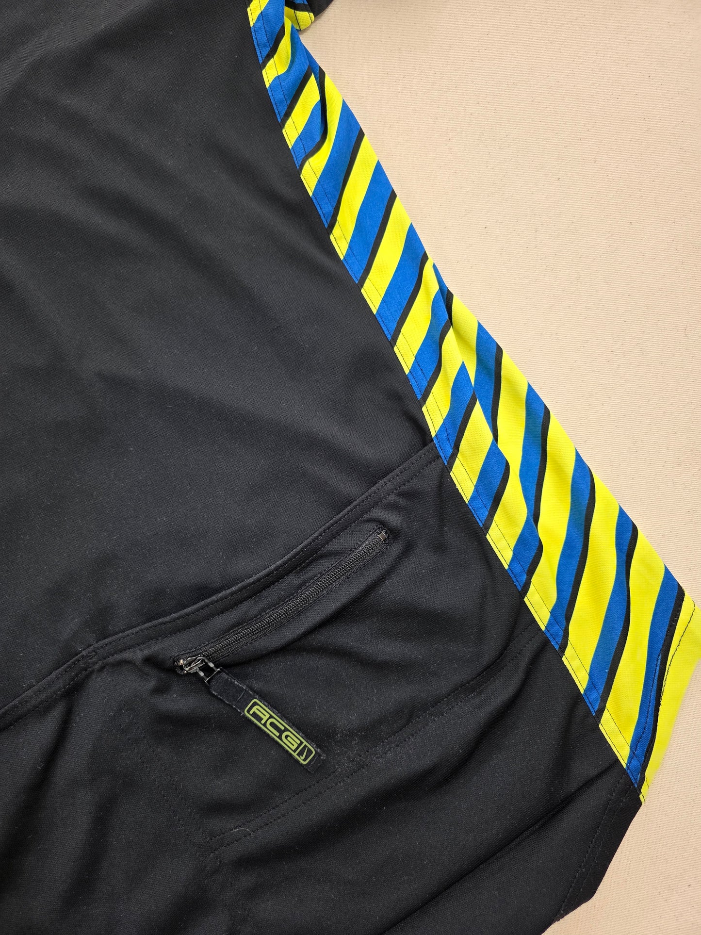 Vintage Koszulka Rowerowa Nike ACG Dri-FIT Made in USA (Lata 90.) – Czarno-Niebiesko-Żółta | Rozm. XL