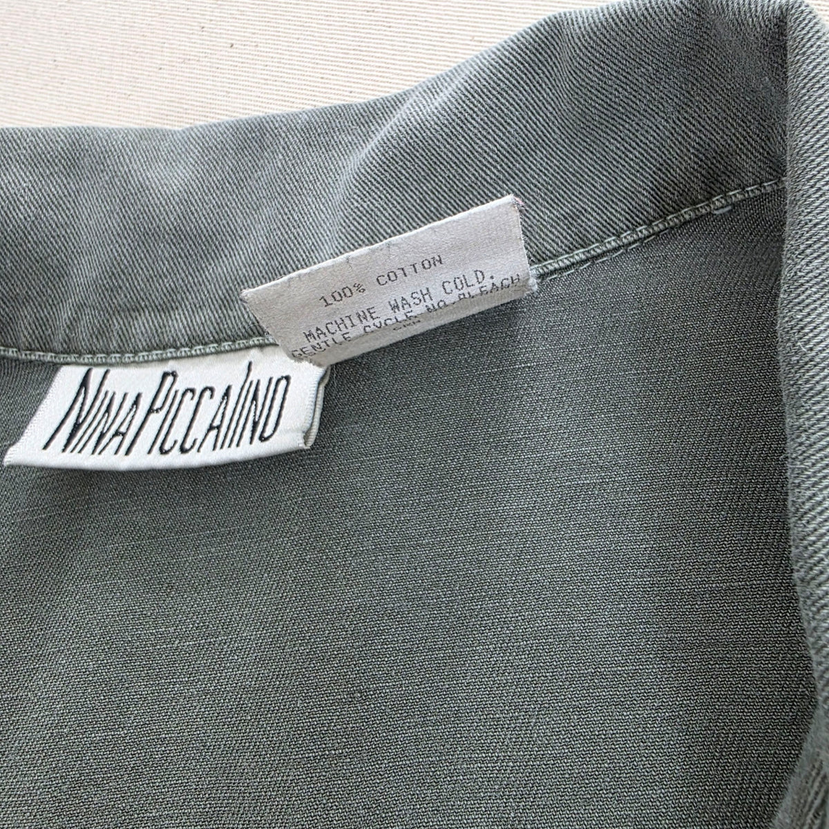 Kamizelka Bawełniana Nina Piccalino Vintage Made in USA Szara / Khaki Rozmiar L (16)