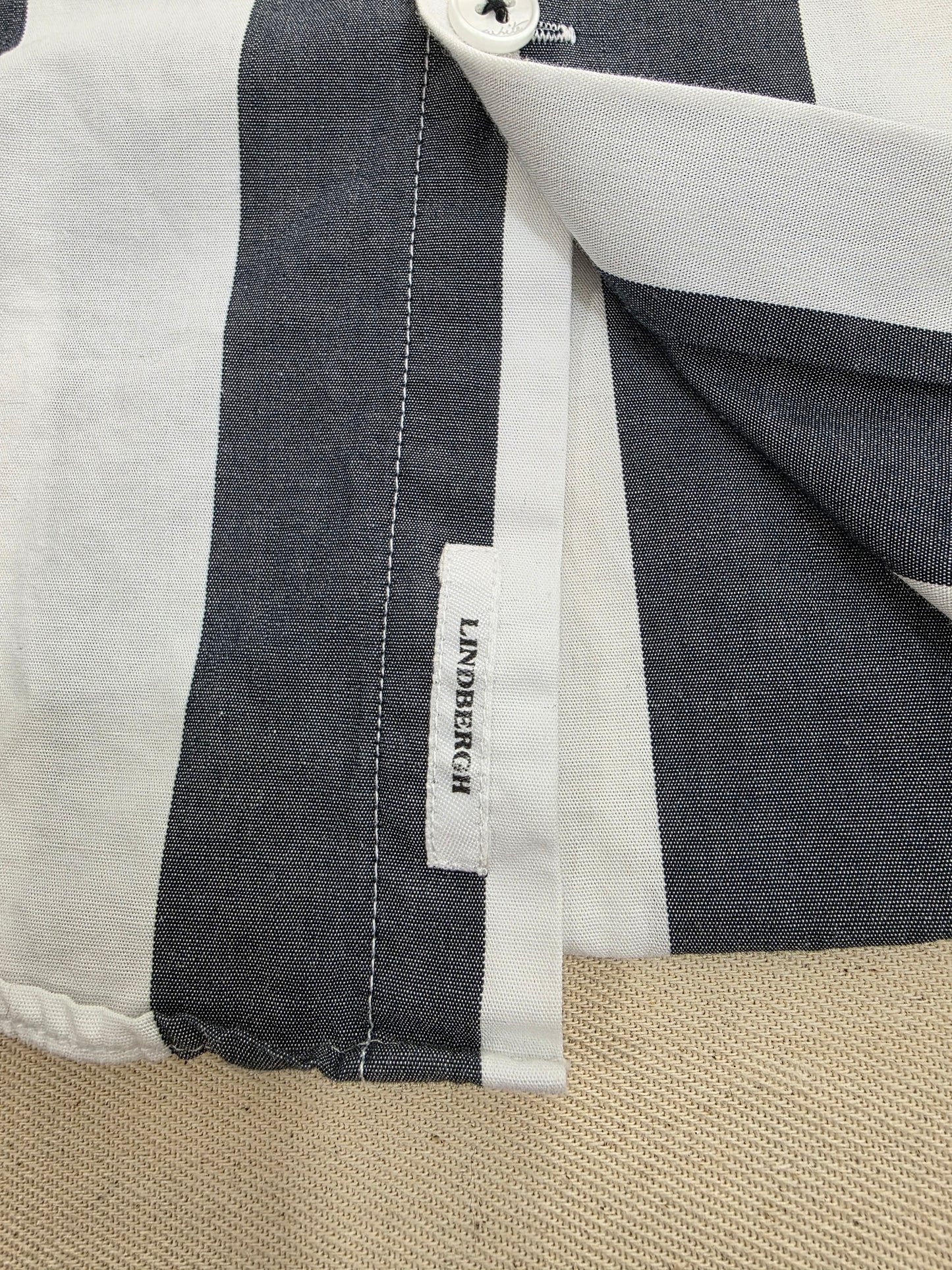 Lindbergh White Men's Thick Striped Shirt | Cotton | Size M