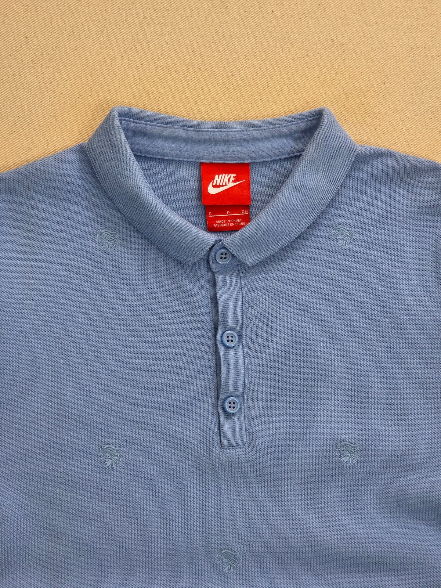 Nike Manchester City FC niebieska koszulka polo haft monogram retro rozm. S