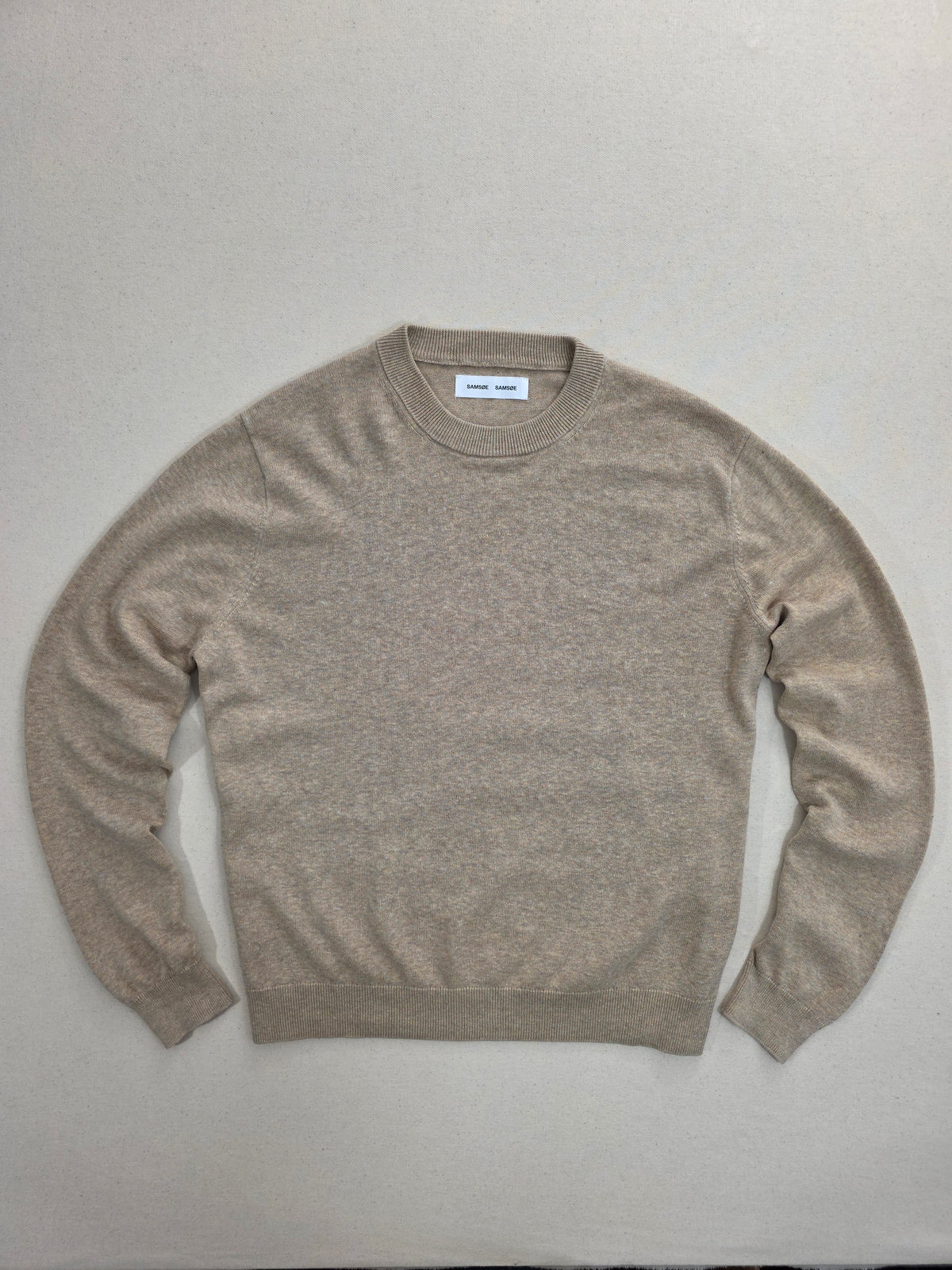 Samsøe Samsøe Beżowy Sweter Crewneck 90% Bawełna Organiczna 10% Kaszmir Rozmiar M