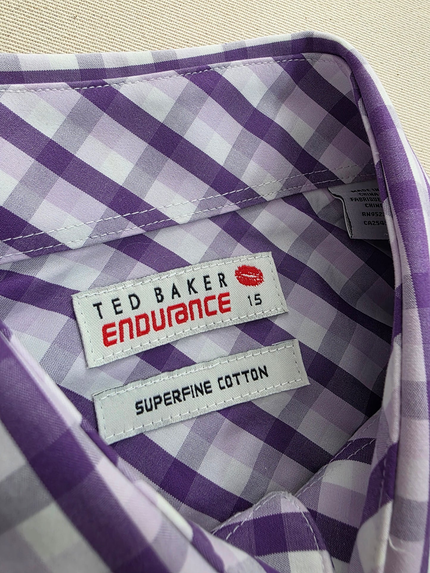 Koszula Męska Ted Baker Endurance Superfine Cotton – Fioletowa Kratka | Rozm. 15 (S/M)