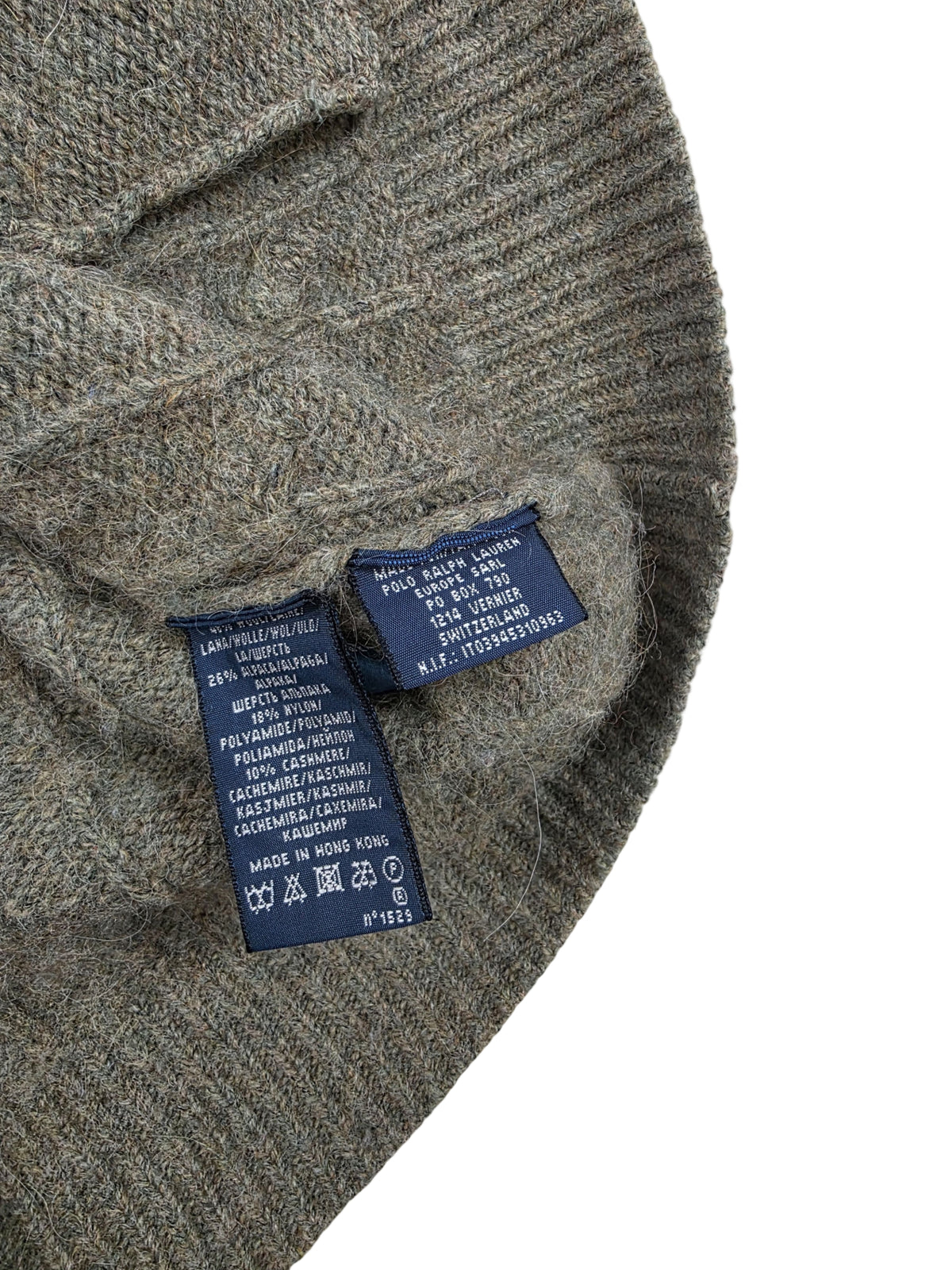 Wełniana Kamizelka Ralph Lauren Alpaka Kaszmir Warkoczowy Splot Szara