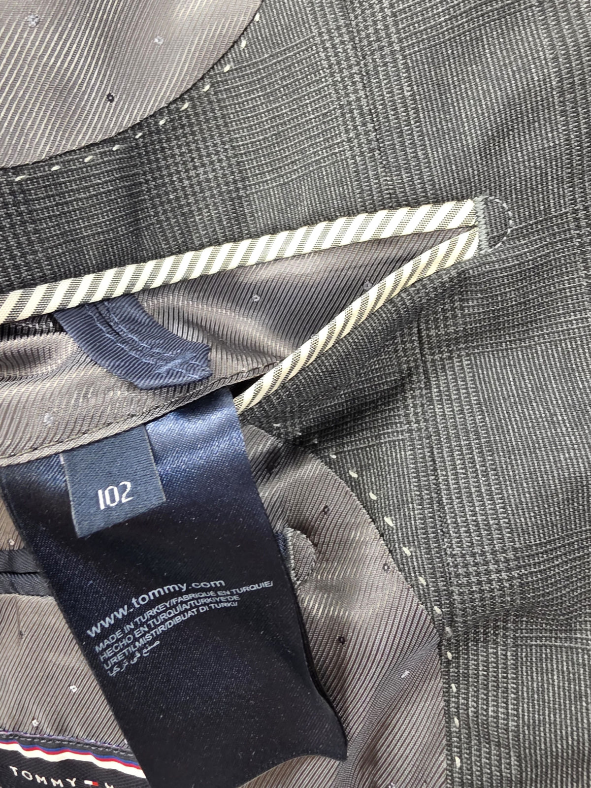 Męska Marynarka Wełniana Tommy Hilfiger Tailored Monticello Super 100's Szara w Kratę