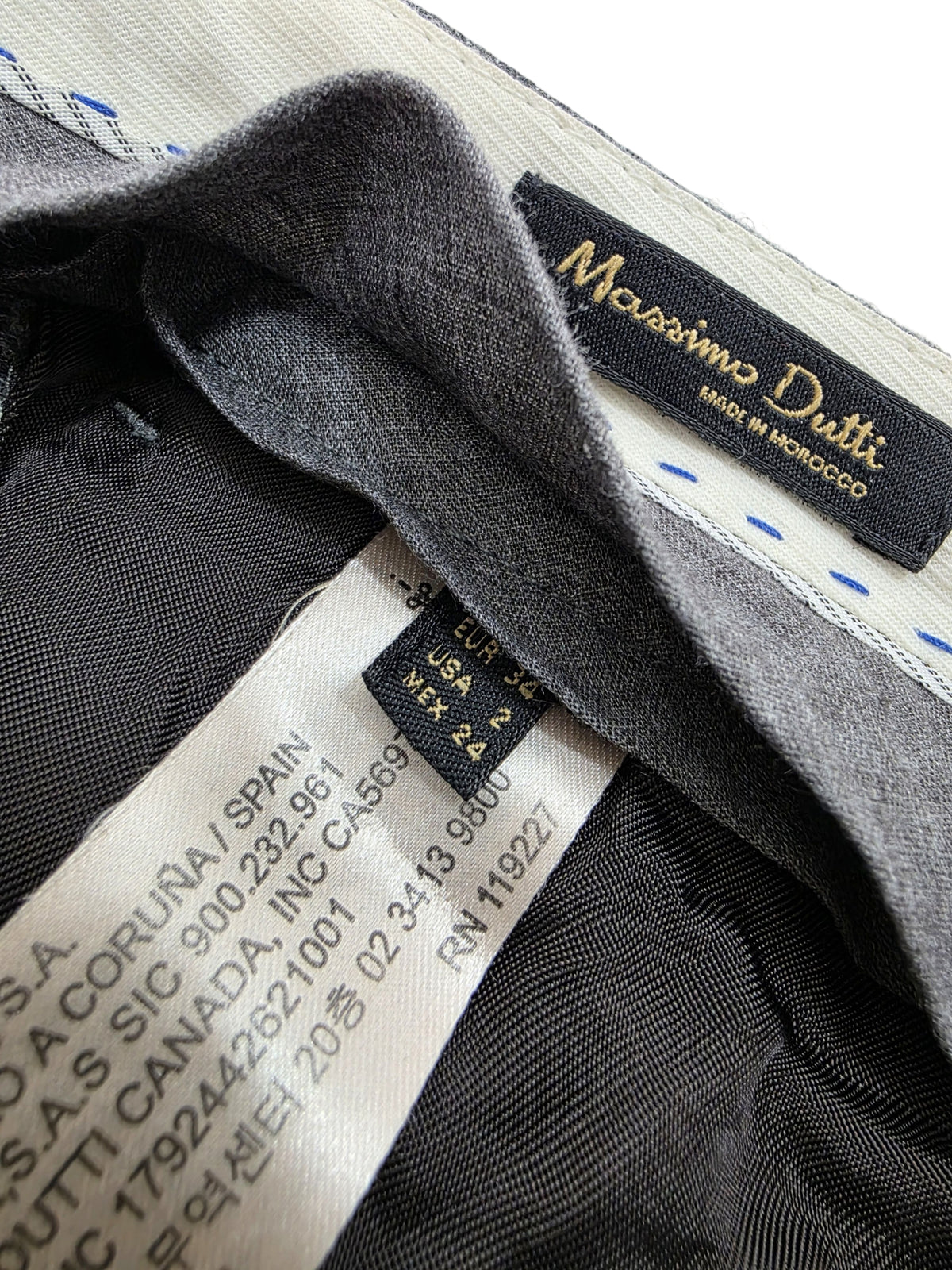 Damskie Spodnie Massimo Dutti Wełniane Garniturowe Szare Pepitka Rozmiar 34 XS