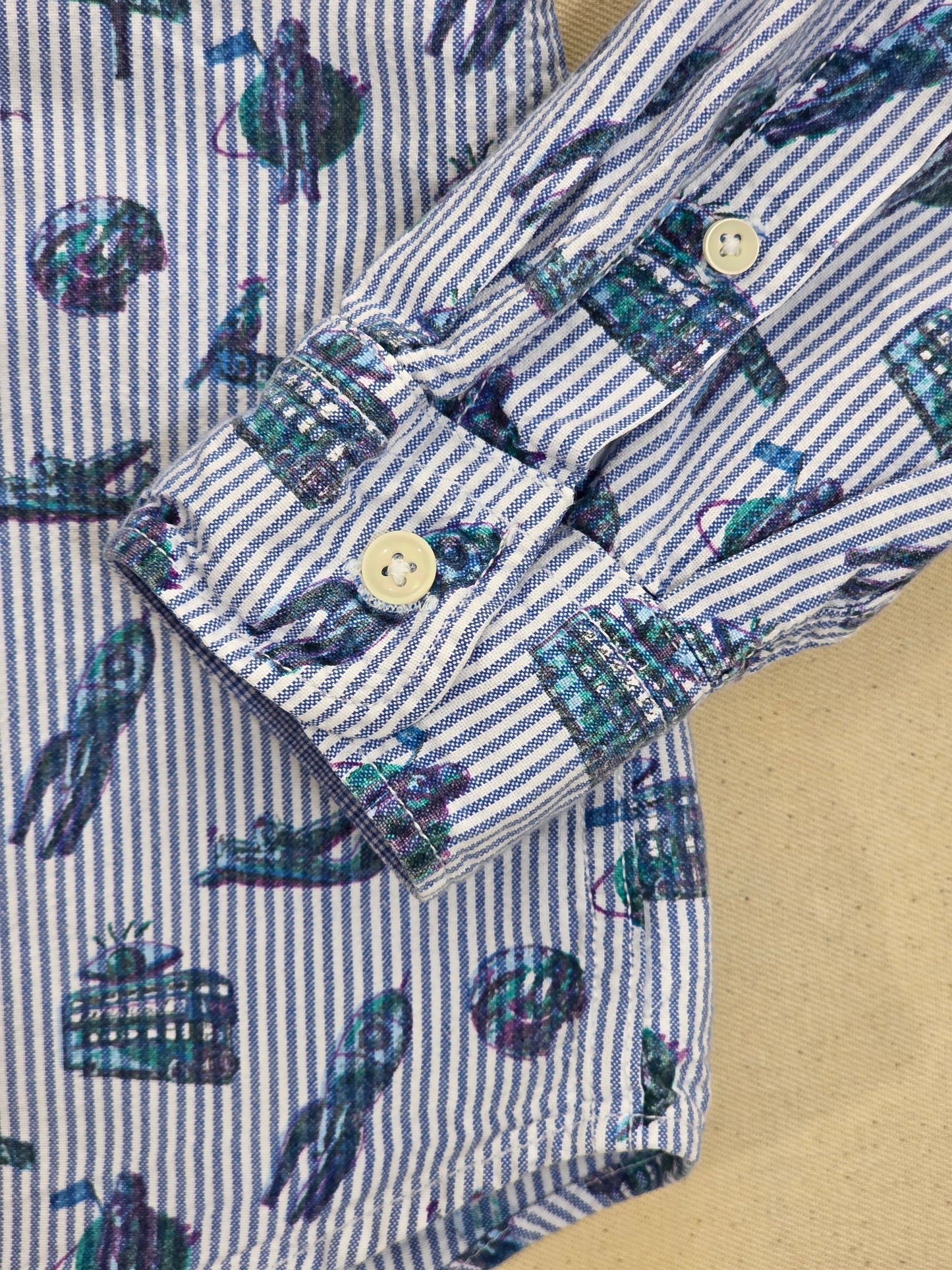 Desigual męska koszula w mikropaski z nadrukiem bawełna oxford rozm. L