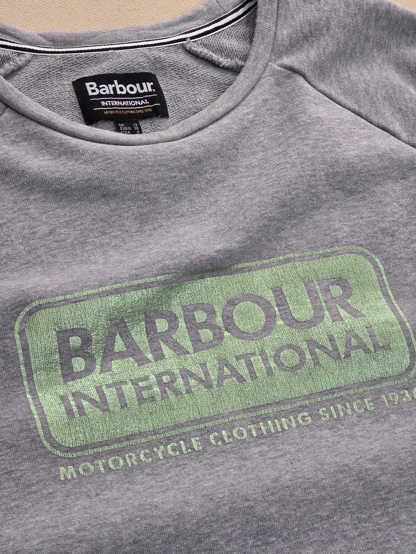 Barbour International bluza damska szara z logo rozm. M / UK 12