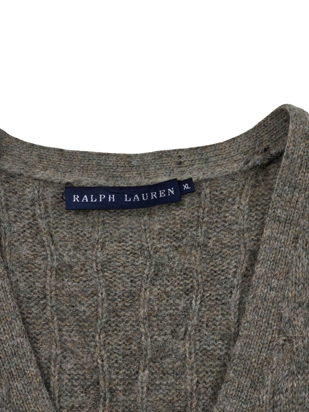 Wełniana Kamizelka Ralph Lauren Alpaka Kaszmir Warkoczowy Splot Szara