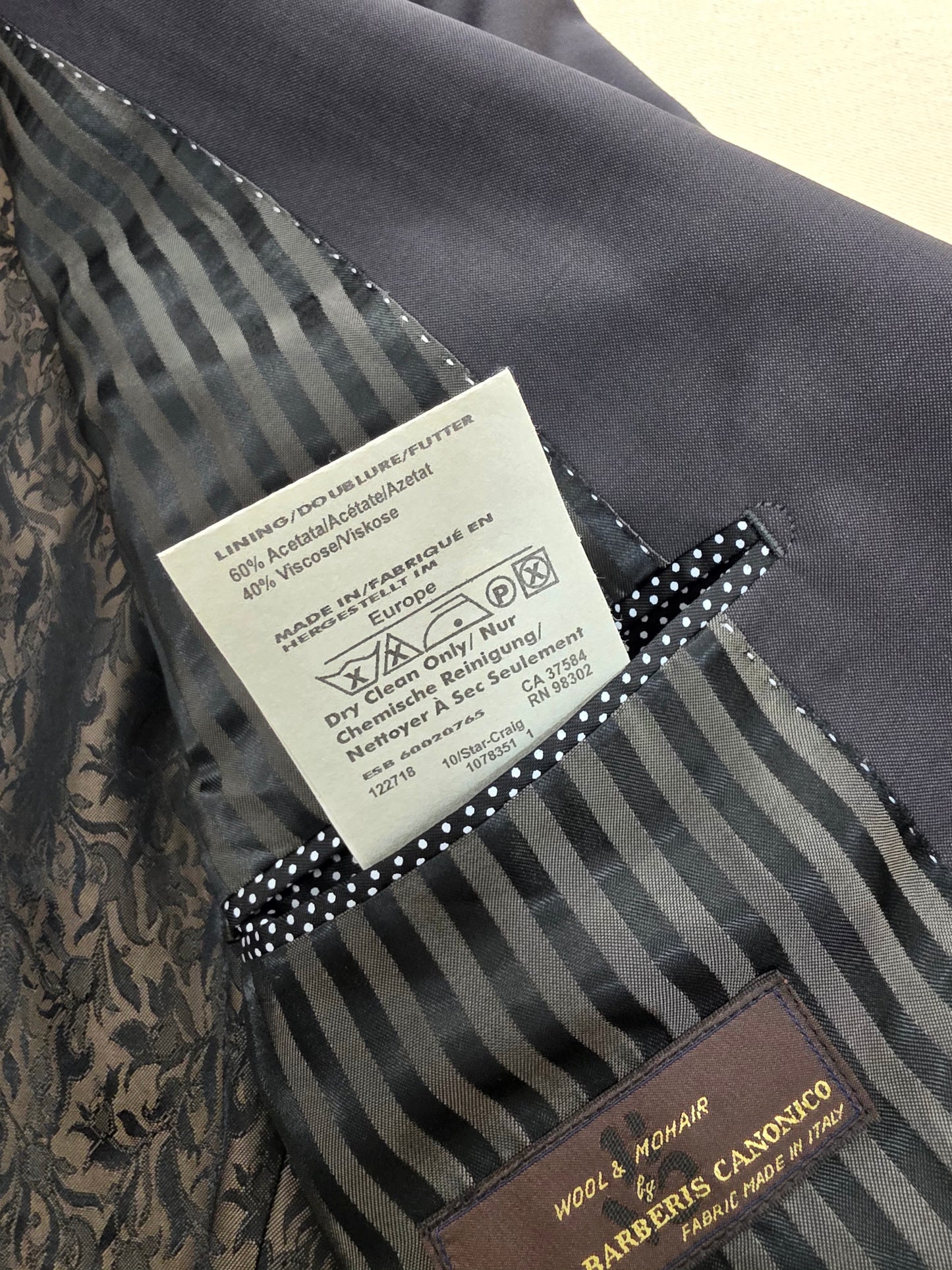 Sand Copenhagen klasyczna marynarka Vitale Barberis Canonico 84% wełna 16% moher rozm.54