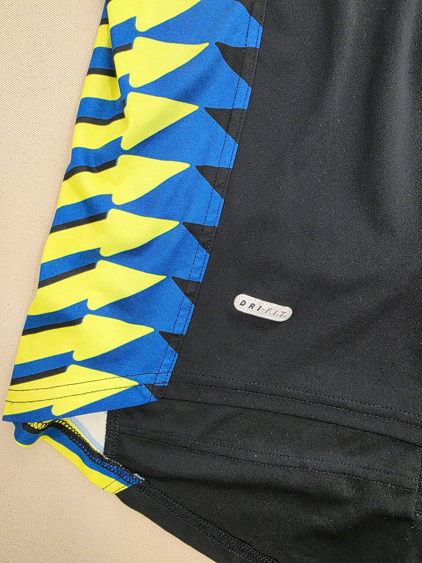 Vintage Koszulka Rowerowa Nike ACG Dri-FIT Made in USA (Lata 90.) – Czarno-Niebiesko-Żółta | Rozm. XL