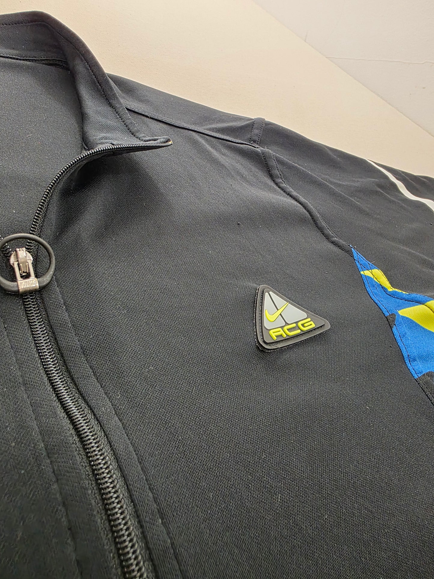 Vintage Koszulka Rowerowa Nike ACG Dri-FIT Made in USA (Lata 90.) – Czarno-Niebiesko-Żółta | Rozm. XL