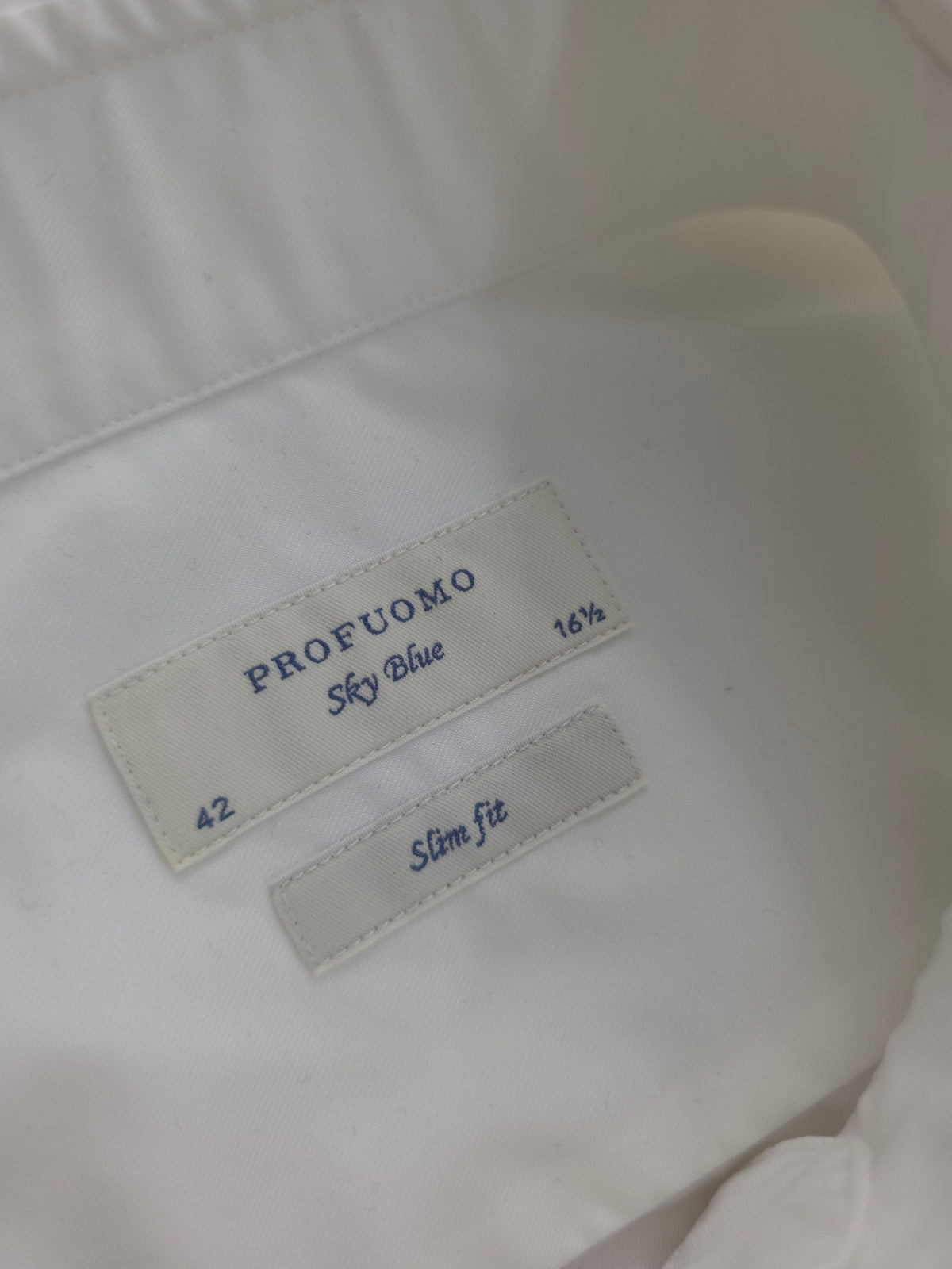Koszula Męska Profuomo Sky Blue Albini Bawełna Biała Rozmiar 42 / 16.5 Slim Fit