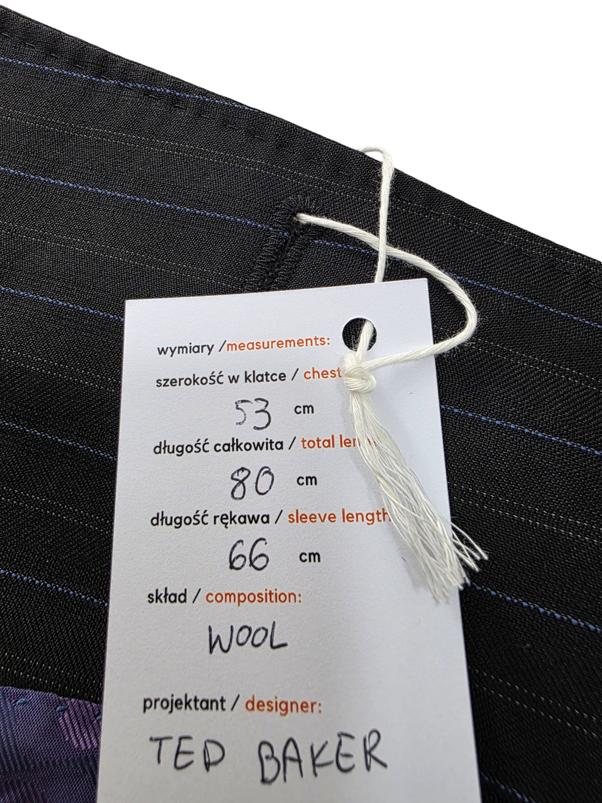 Wełniana Marynarka Ted Baker Endurance Ciemnoszara w Fioletowy Prążek