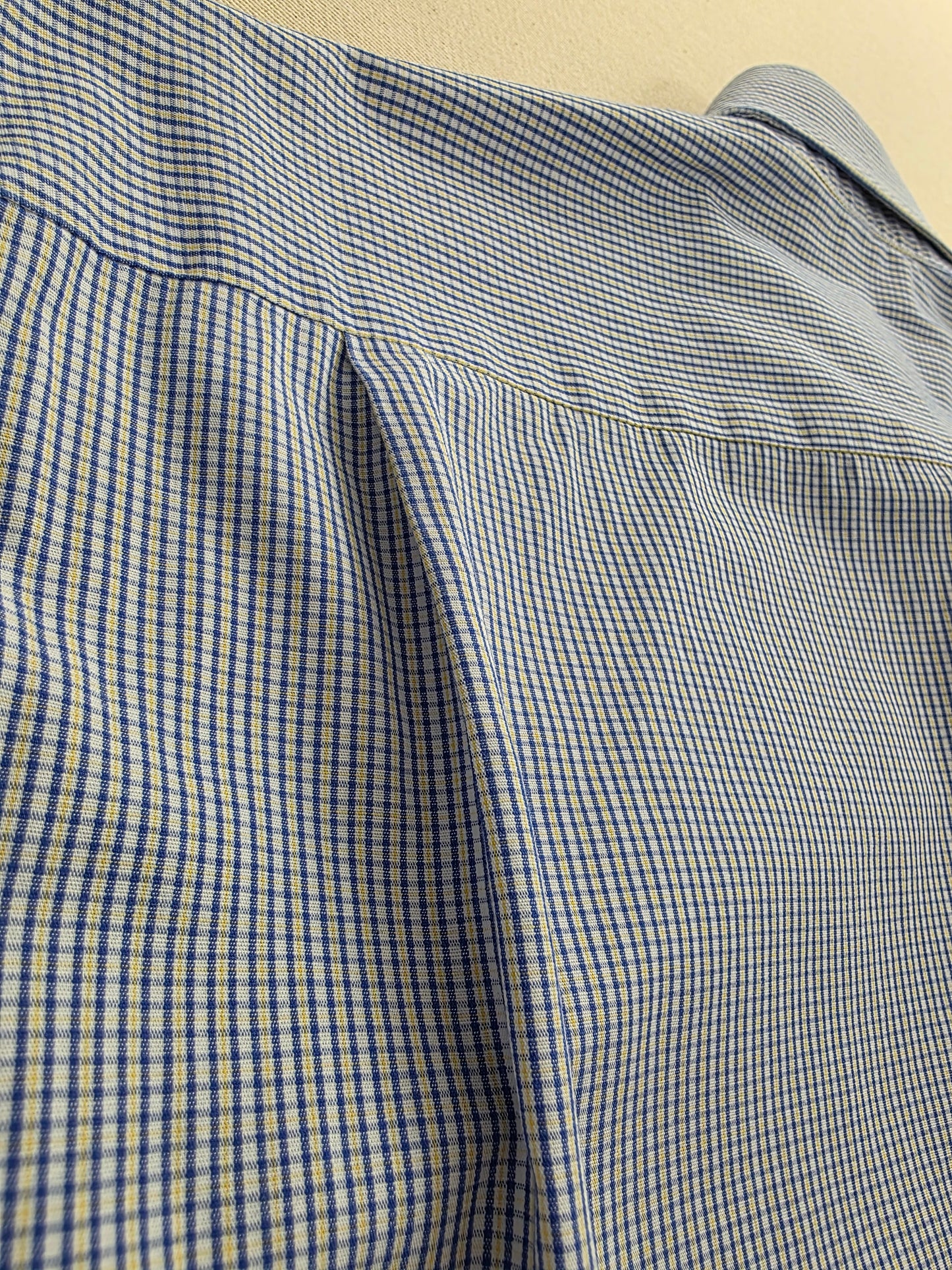 Hugo Boss Koszula Męska w Drobną Kratkę Niebiesko-Żółtą | Rozm. 38/15 (S/M)