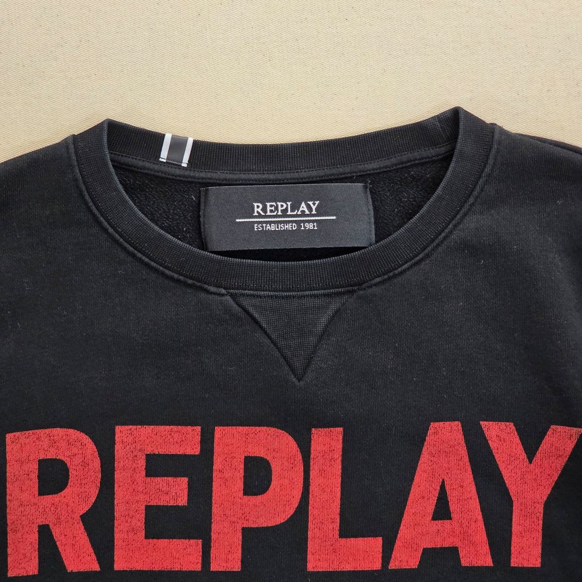 Bluza Bawełniana Replay Big Logo Czarna Rozmiar M