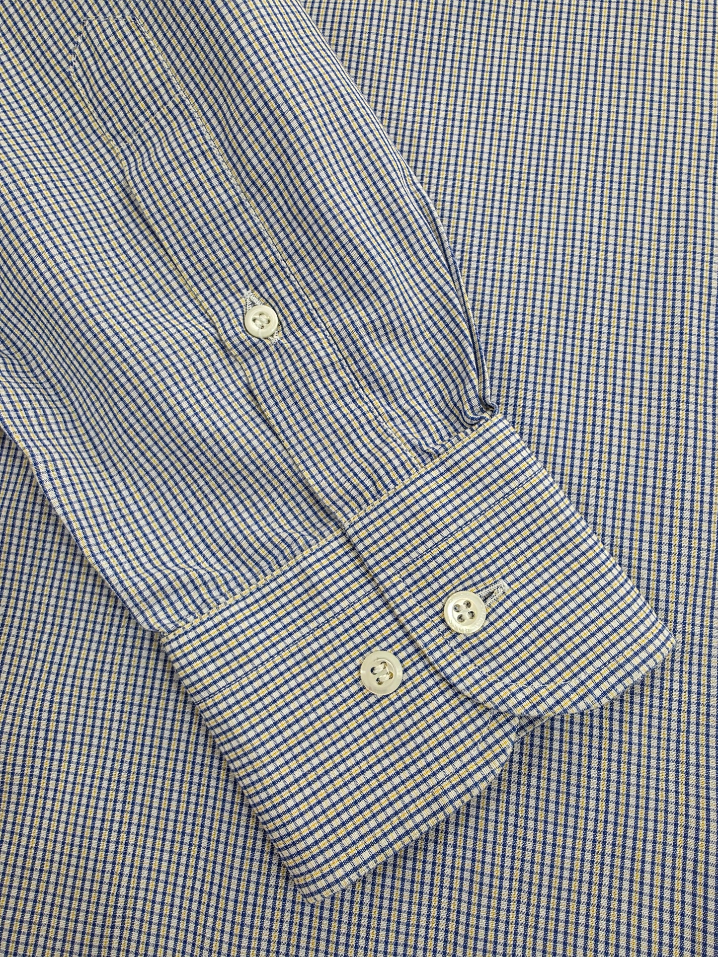 Hugo Boss Koszula Męska w Drobną Kratkę Niebiesko-Żółtą | Rozm. 38/15 (S/M)