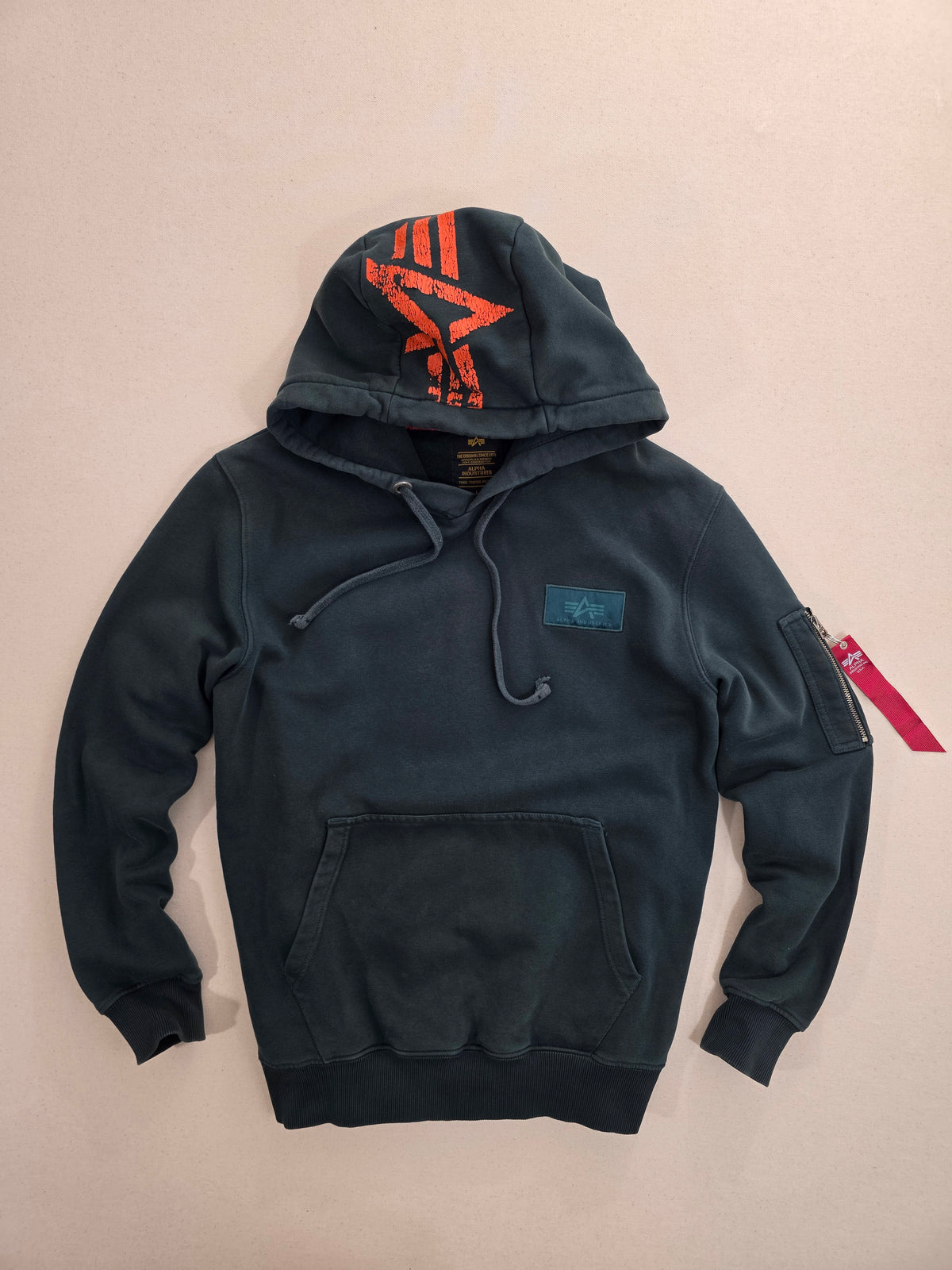 Alpha Industries Bluza z Kapturem Hoodie Pomarańczowe Akcenty Rozmiar L
