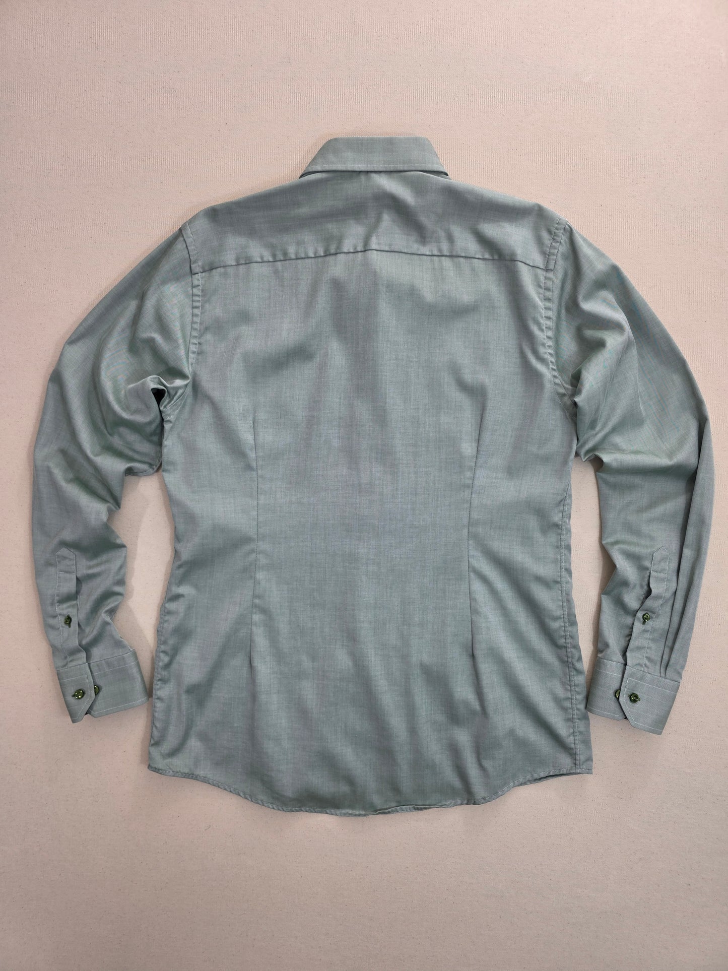 Eton Men's Herringbone Shirt | Slim Fit Green | Size L/XL
