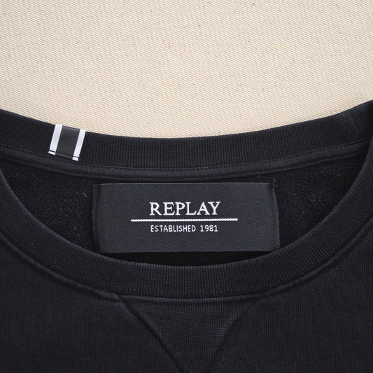 Bluza Bawełniana Replay Big Logo Czarna Rozmiar M – detal 2 | vntg.studio™
