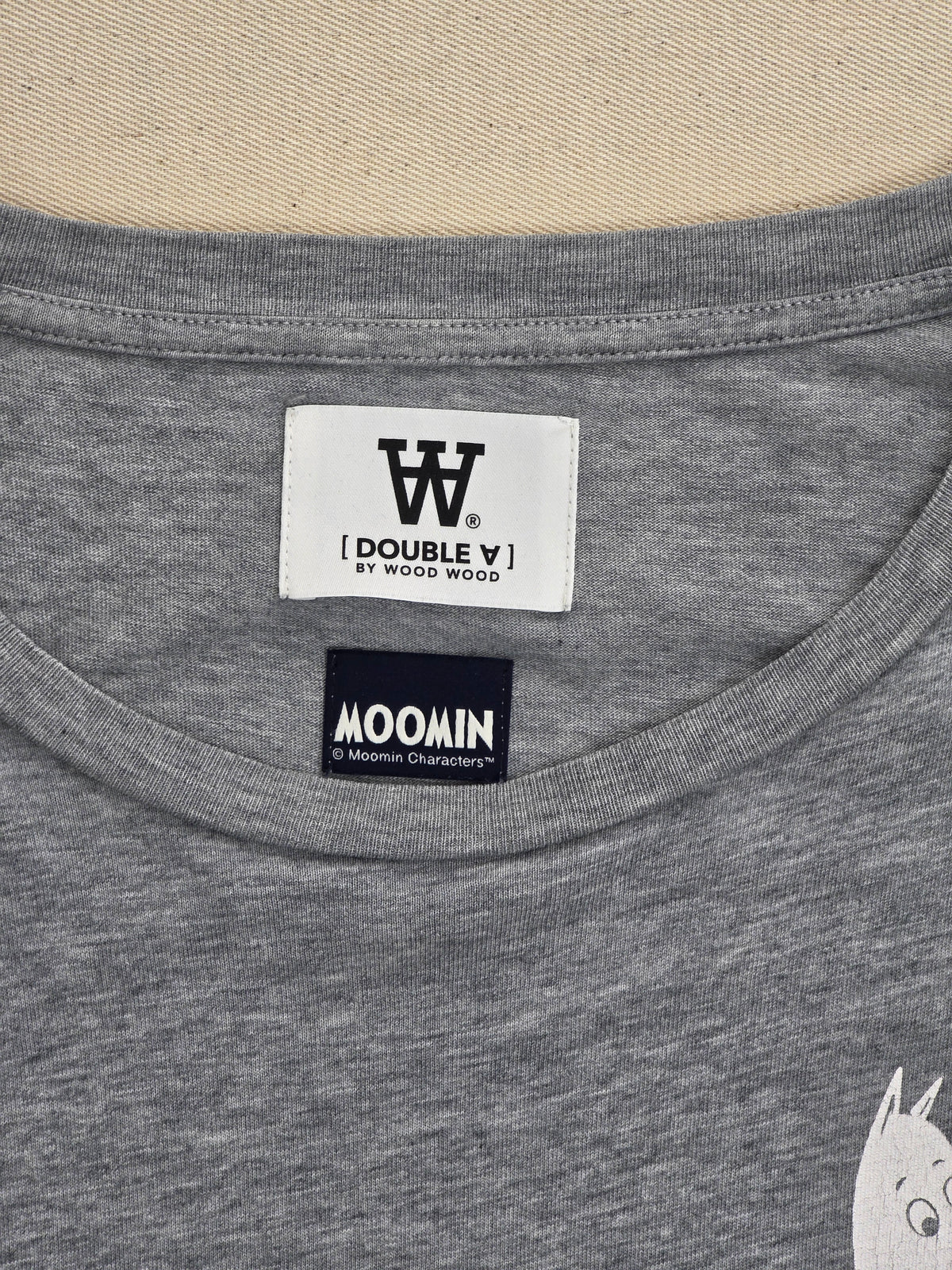 Wood Wood x Moomin koszulka t-shirt szara z nadrukiem Muminka rozmiar M