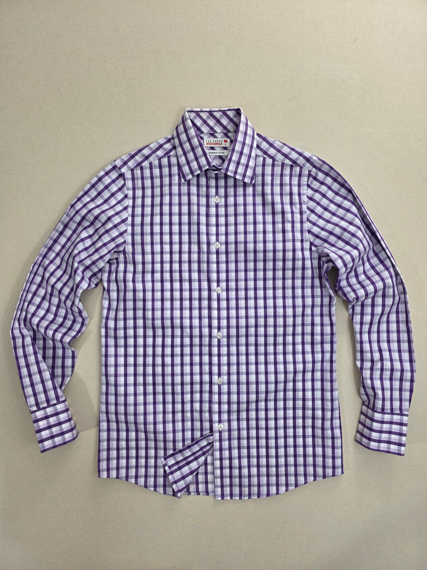 Koszula Męska Ted Baker Endurance Superfine Cotton – Fioletowa Kratka | Rozm. 15 (S/M)