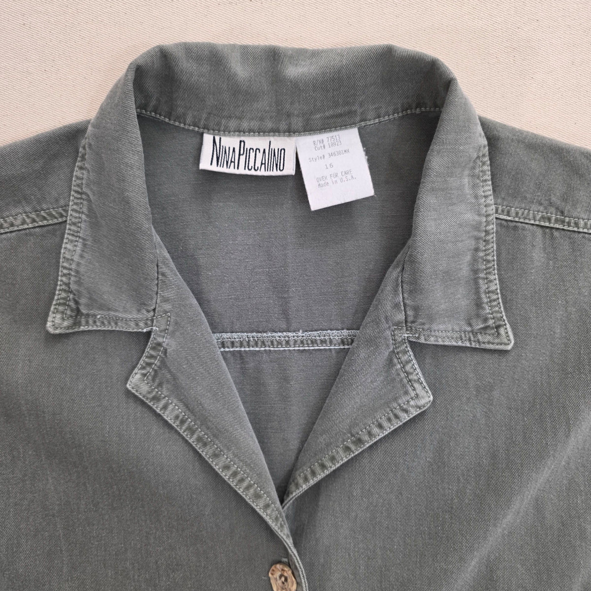 Kamizelka Bawełniana Nina Piccalino Vintage Made in USA Szara / Khaki Rozmiar L (16)