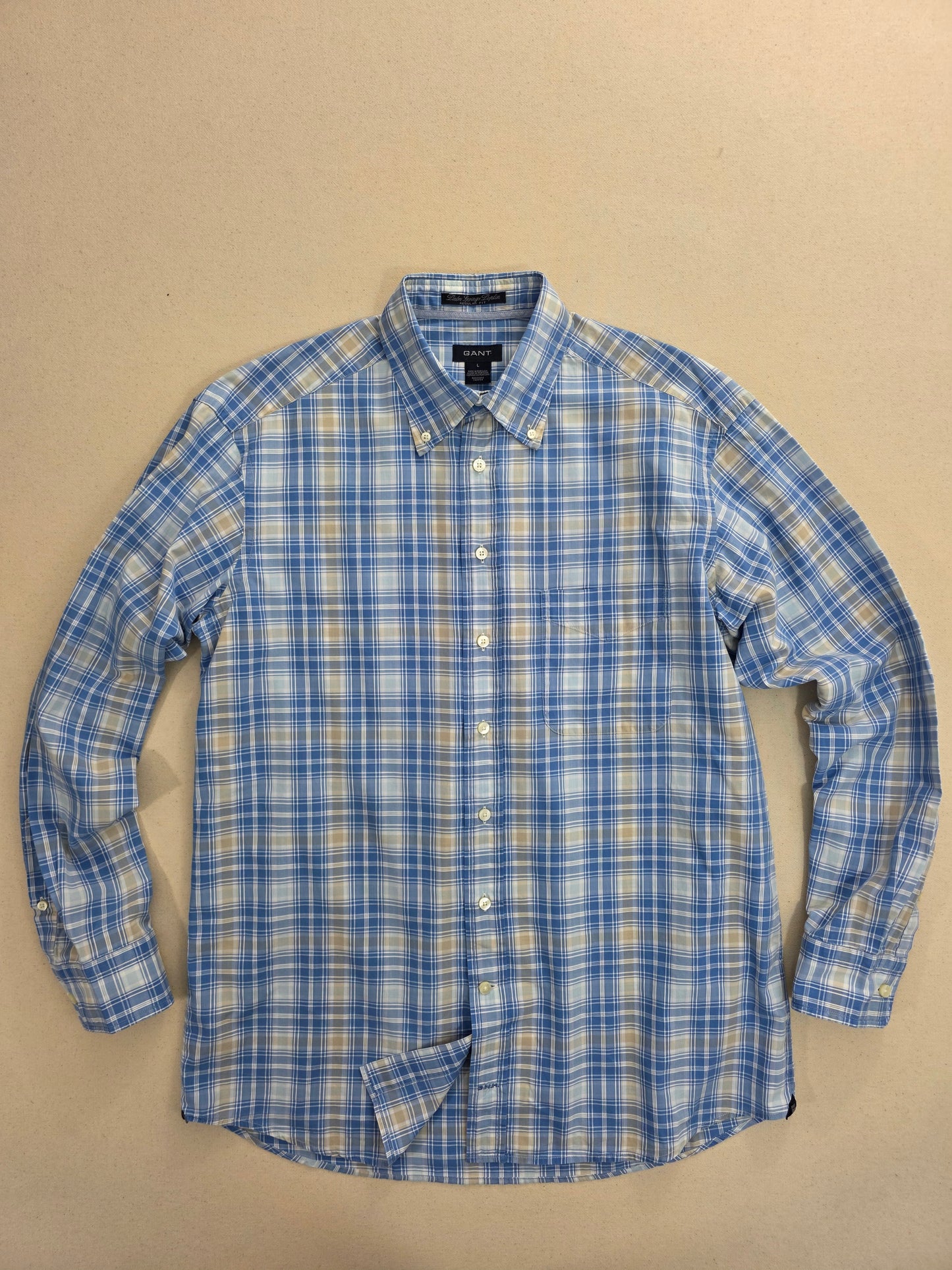 Gant Koszula Męska w Kratkę Palm Springs Poplin | Rozm. L (Regular Fit)