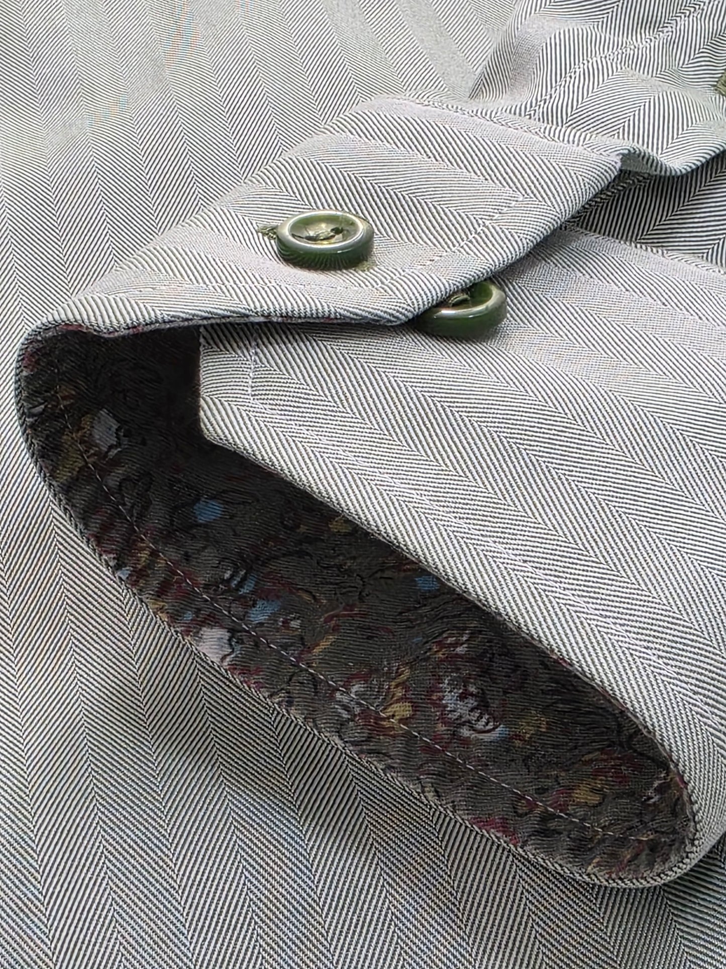 Eton Men's Herringbone Shirt | Slim Fit Green | Size L/XL