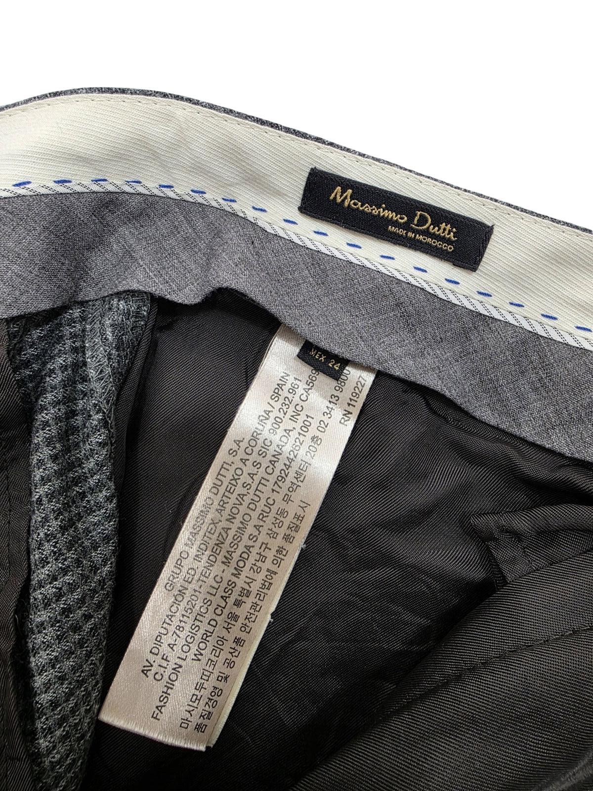 Damskie Spodnie Massimo Dutti Wełniane Garniturowe Szare Pepitka Rozmiar 34 XS