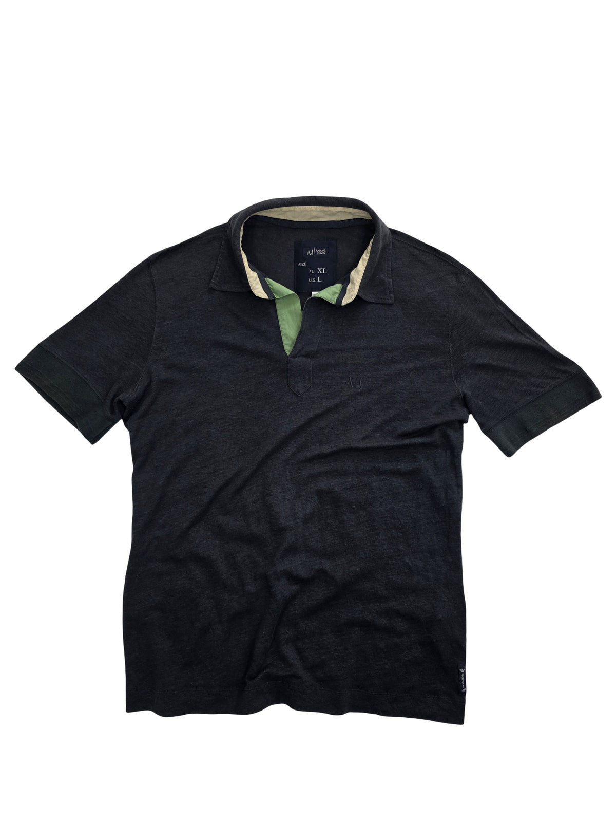 Koszulka Polo Armani Jeans 100% Len Czarna Rozmiar L